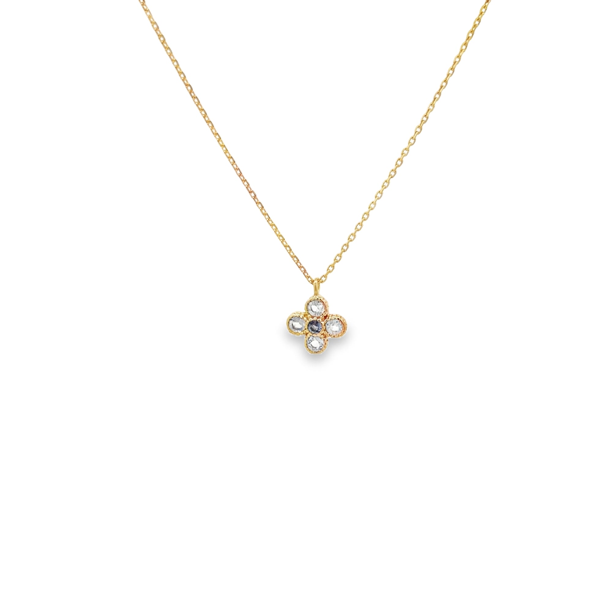 925YG FLOWER MOONSTONE RAINBOW IOLITE NECKLACE - C'SANTOS