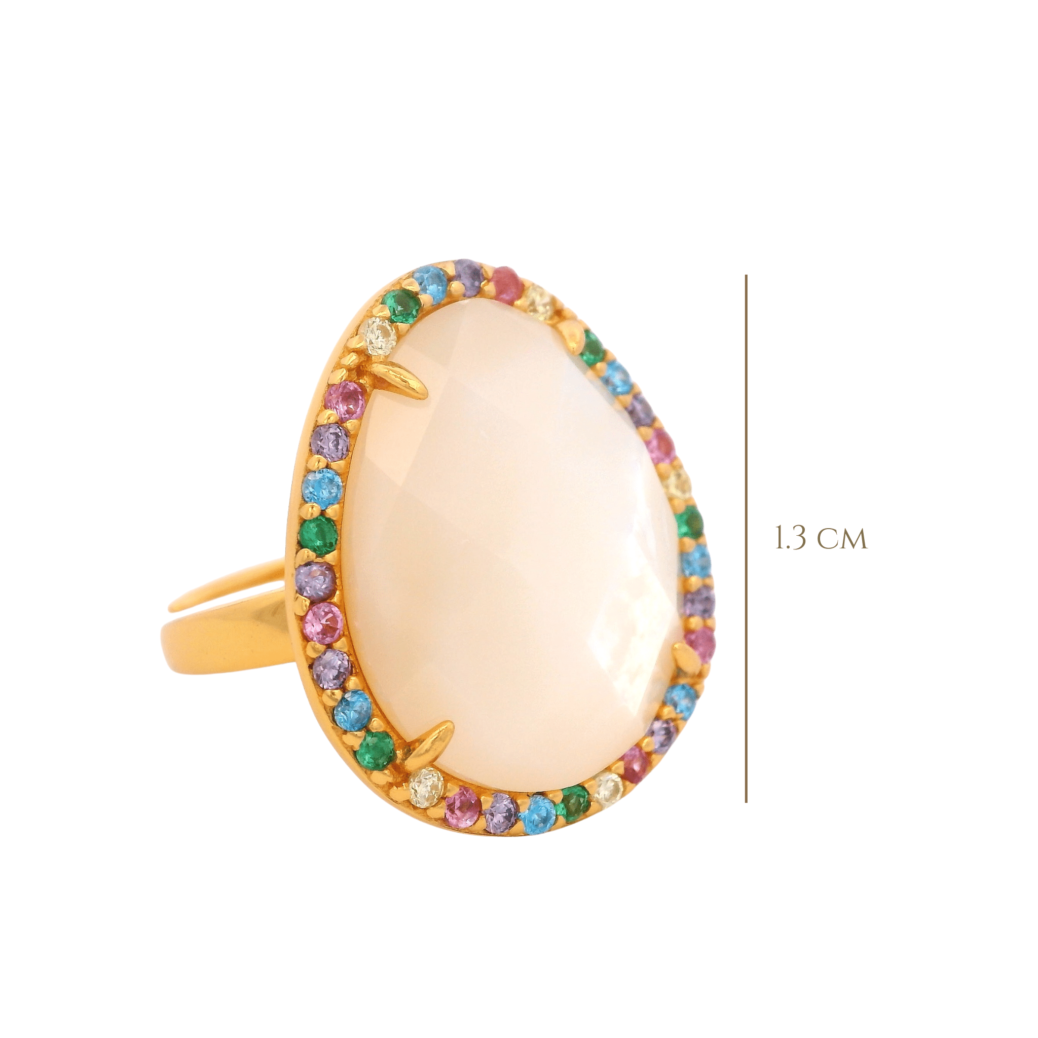 925YG HALO IRREGULAR RING MOP & CZ - C'SANTOS