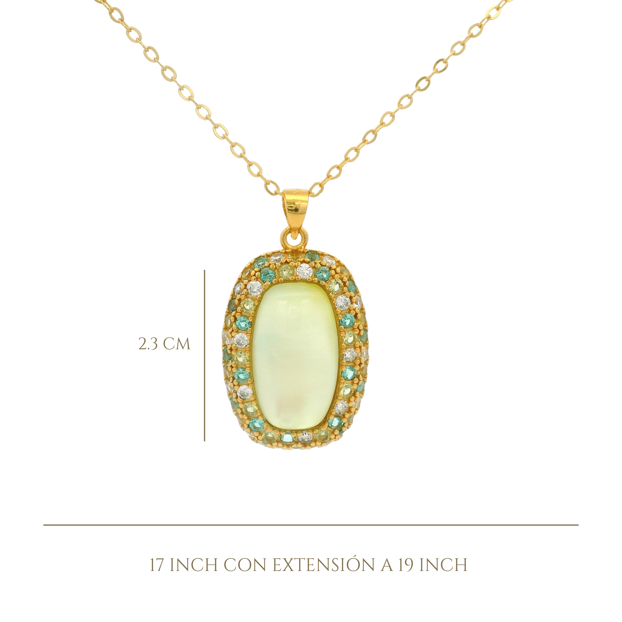 925YG HALO SQUARE NECKLACE MOP & CZ - C'SANTOS