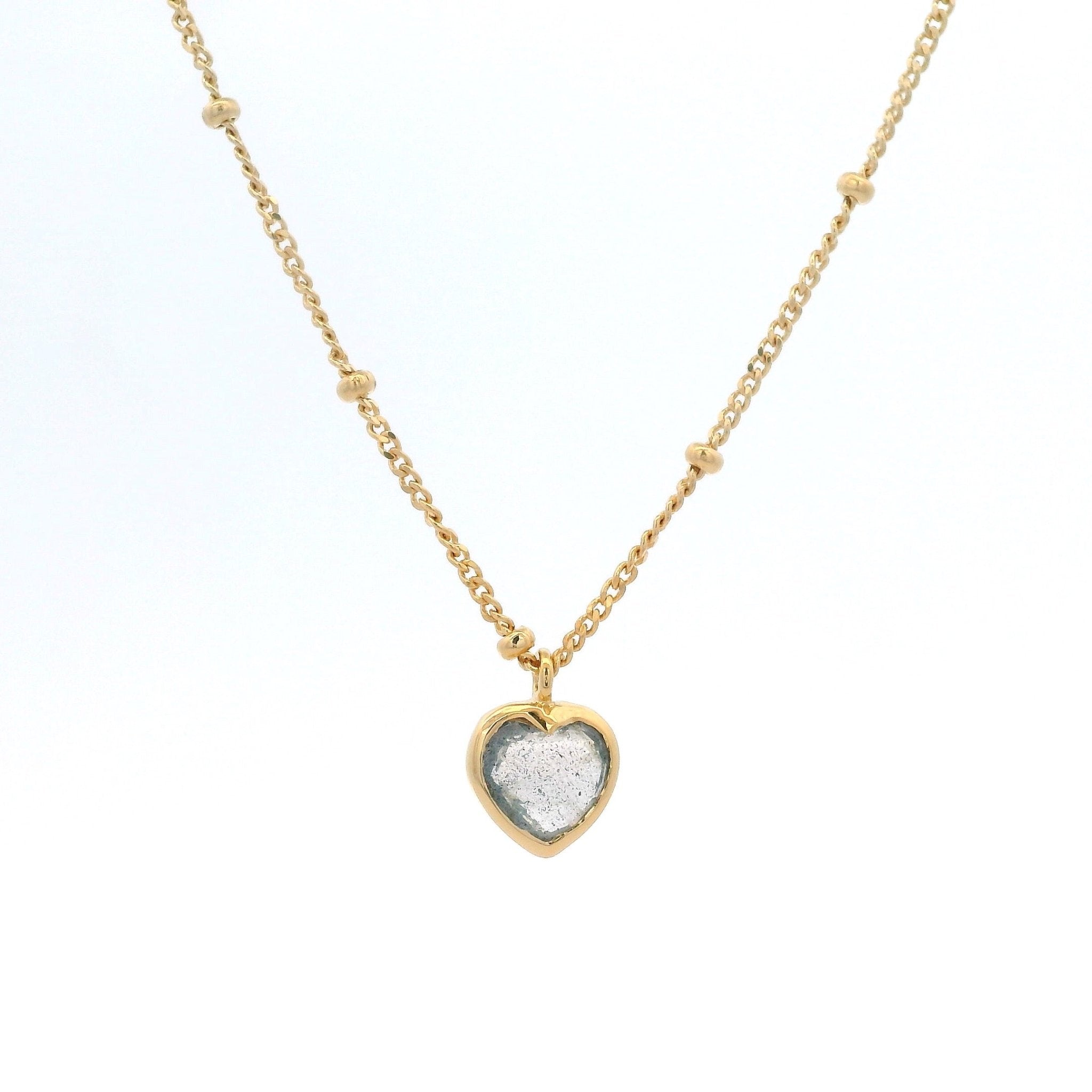925YG HEART BEZEL LABRADORITE NECKLACE - C'SANTOS