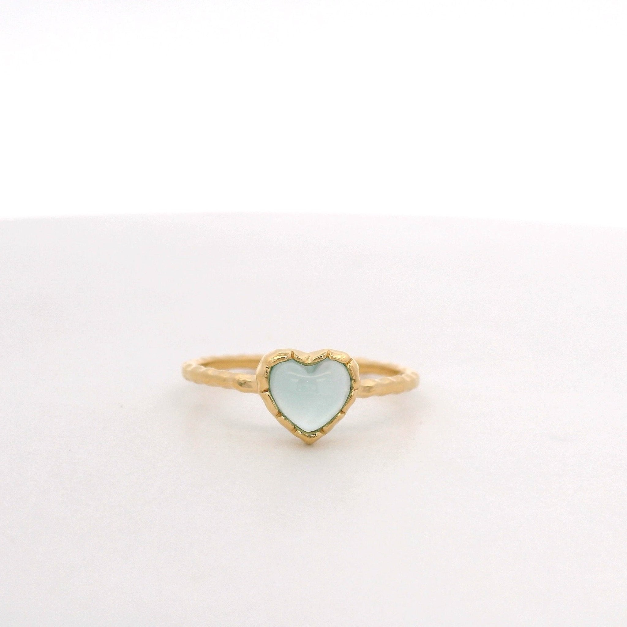 925YG HEART CHALCEDONY RING T6.5 - C'SANTOS
