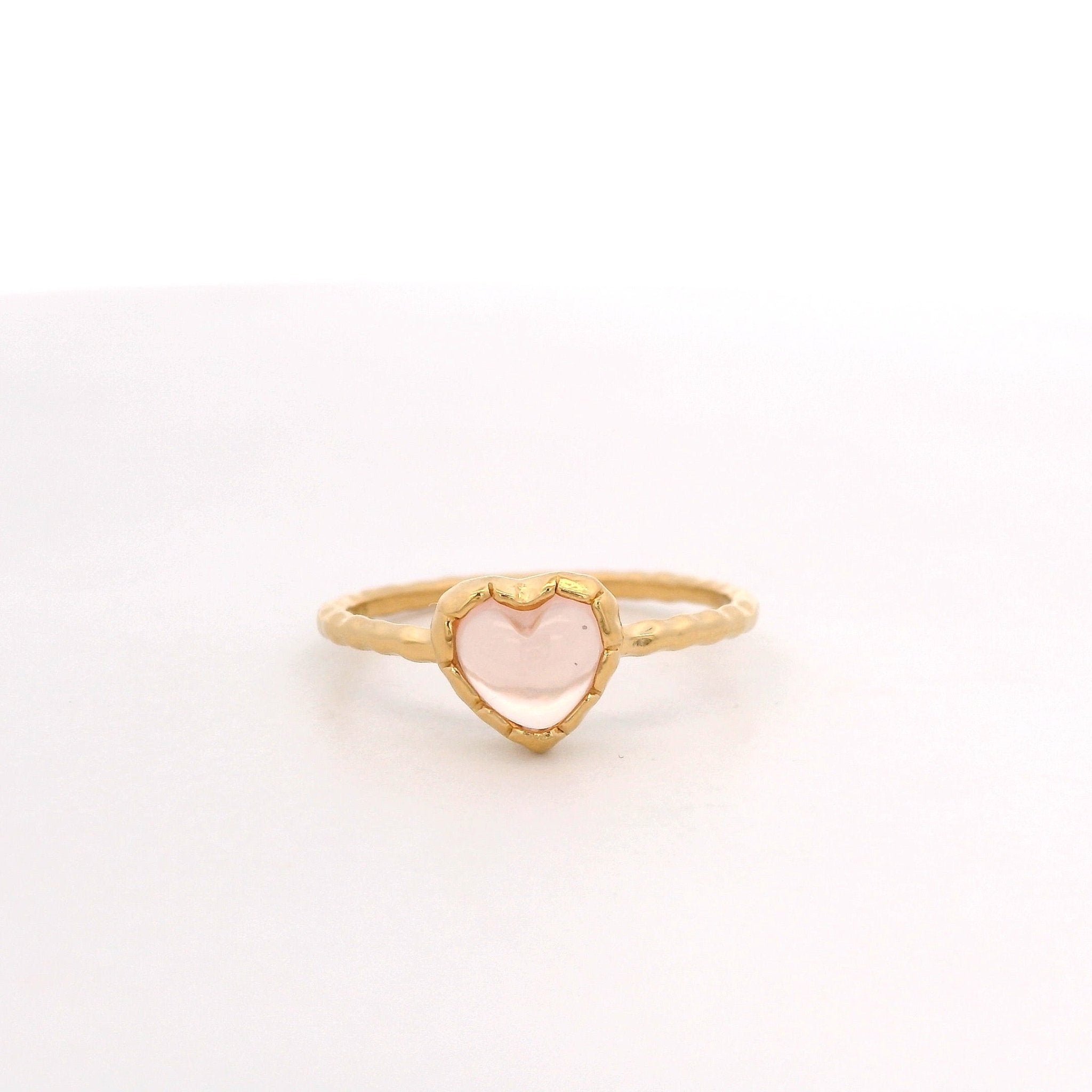 925YG HEART ROSE QUARTZ RING T6.5 - C'SANTOS
