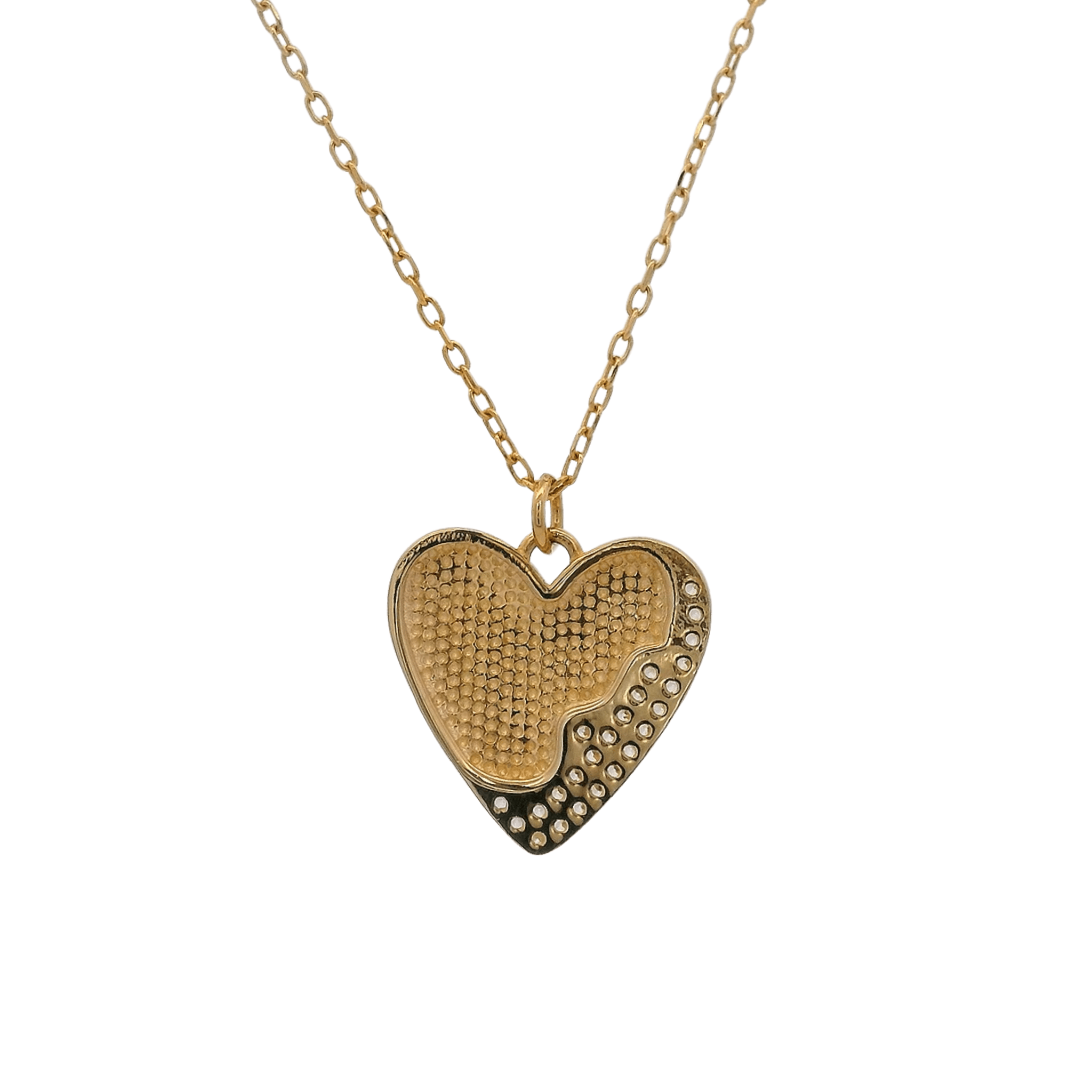 925YG HEART SEMI PAVE NECKLACE - C'SANTOS
