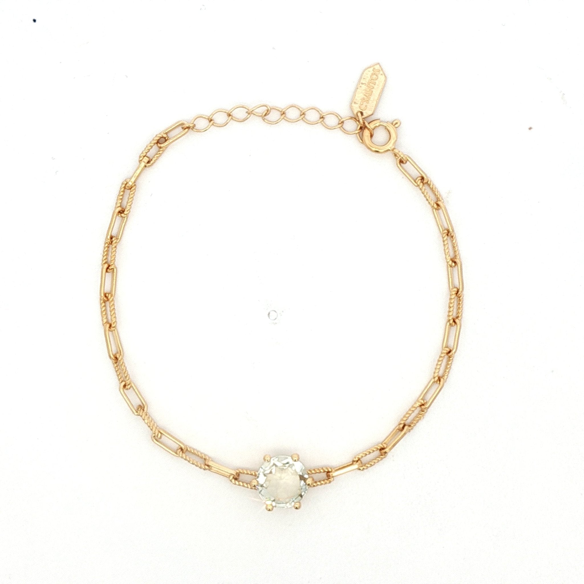 925YG HEXAGONAL AMETHYST GREEN PAPERCLIP BRACELET - C'SANTOS