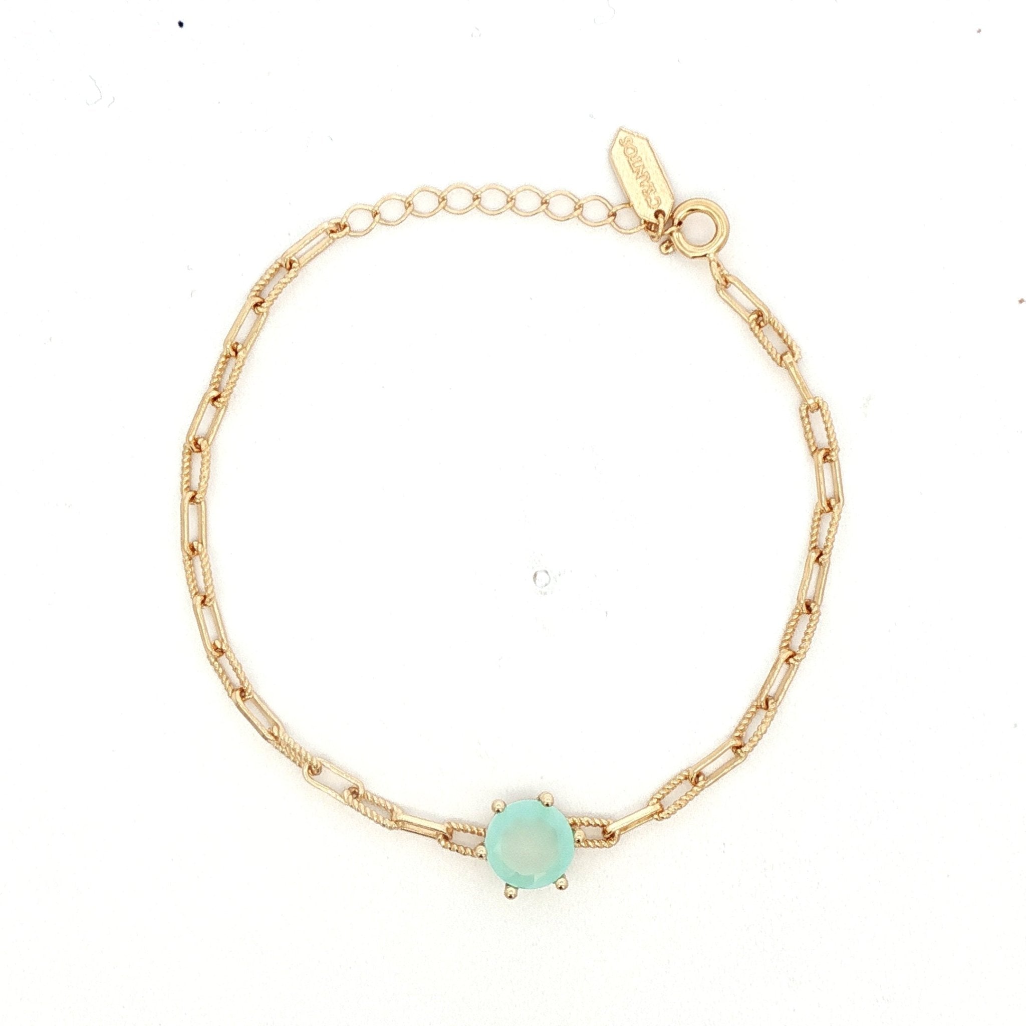 925YG HEXAGONAL AQUA QUARTZ PAPERCLIP BRACELET - C'SANTOS