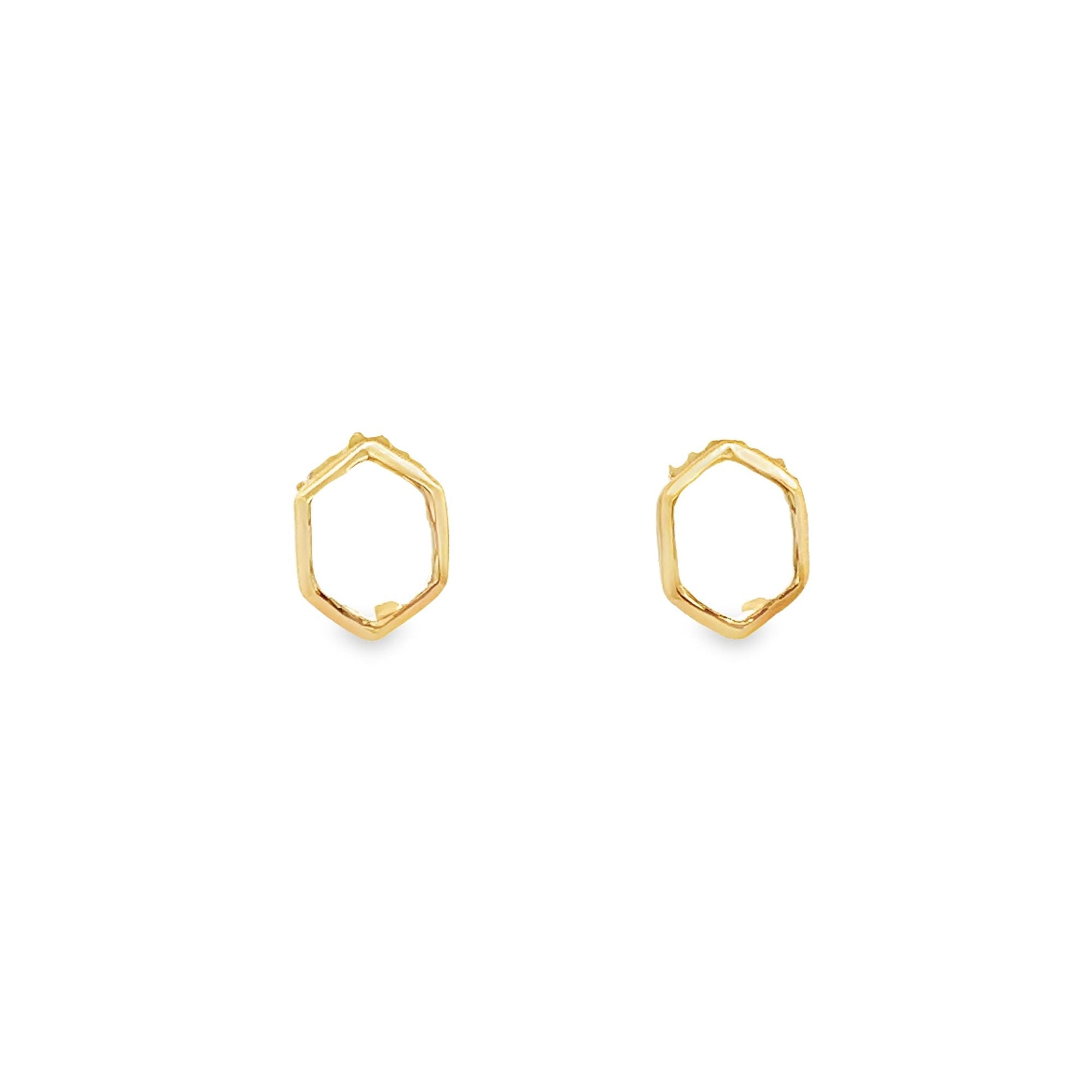 925YG HEXAGONAL BEZEL ROCK CRYSTAL EARRING - C'SANTOS