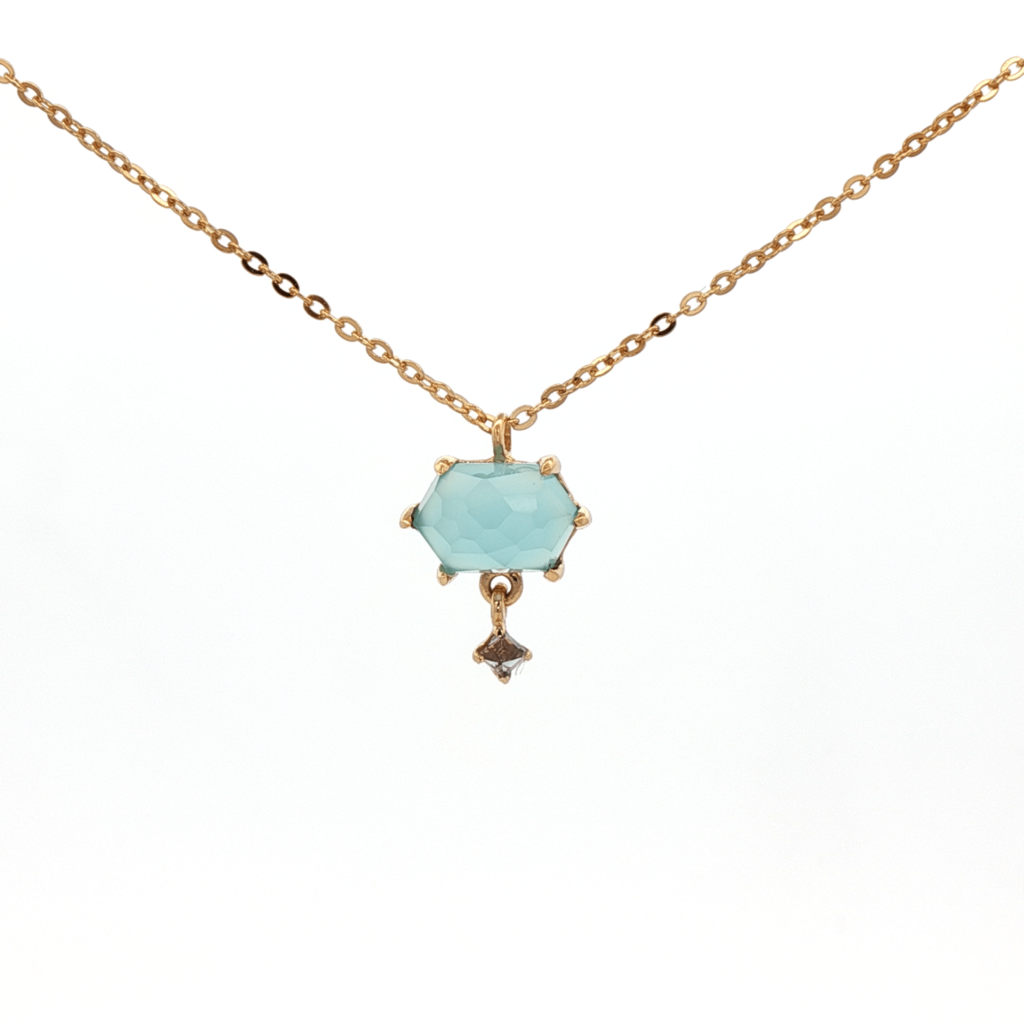 925YG HEXAGONAL CHALCEDONY DROP IOLITE NECKLACE - C'SANTOS