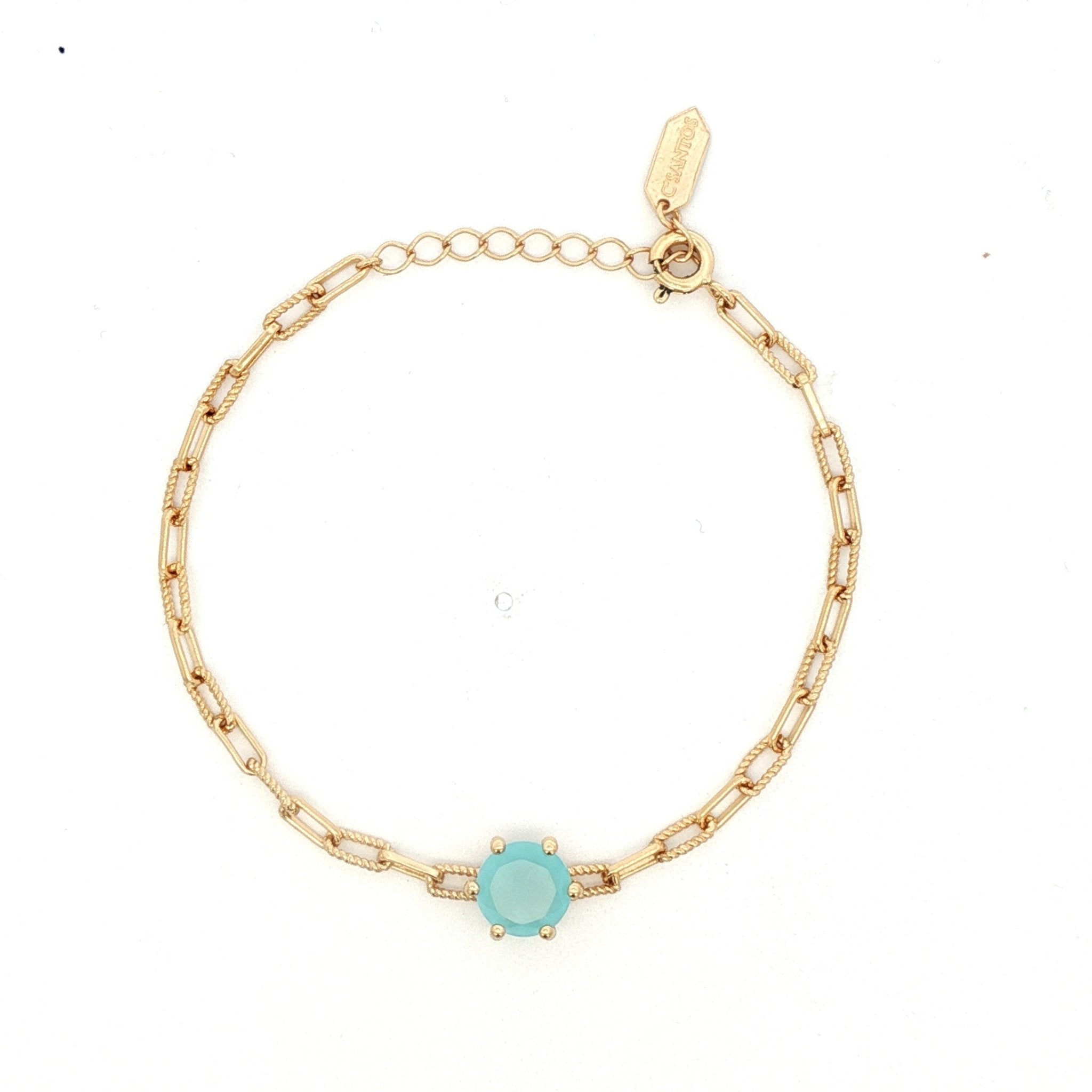 925YG HEXAGONAL CHALCEDONY PAPERCLIP BRACELET - C'SANTOS