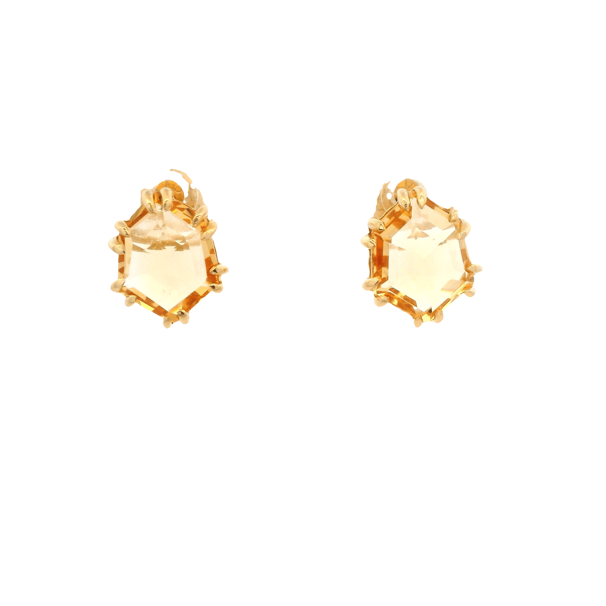 925YG HEXAGONAL CITRINE EARRINGS - C'SANTOS