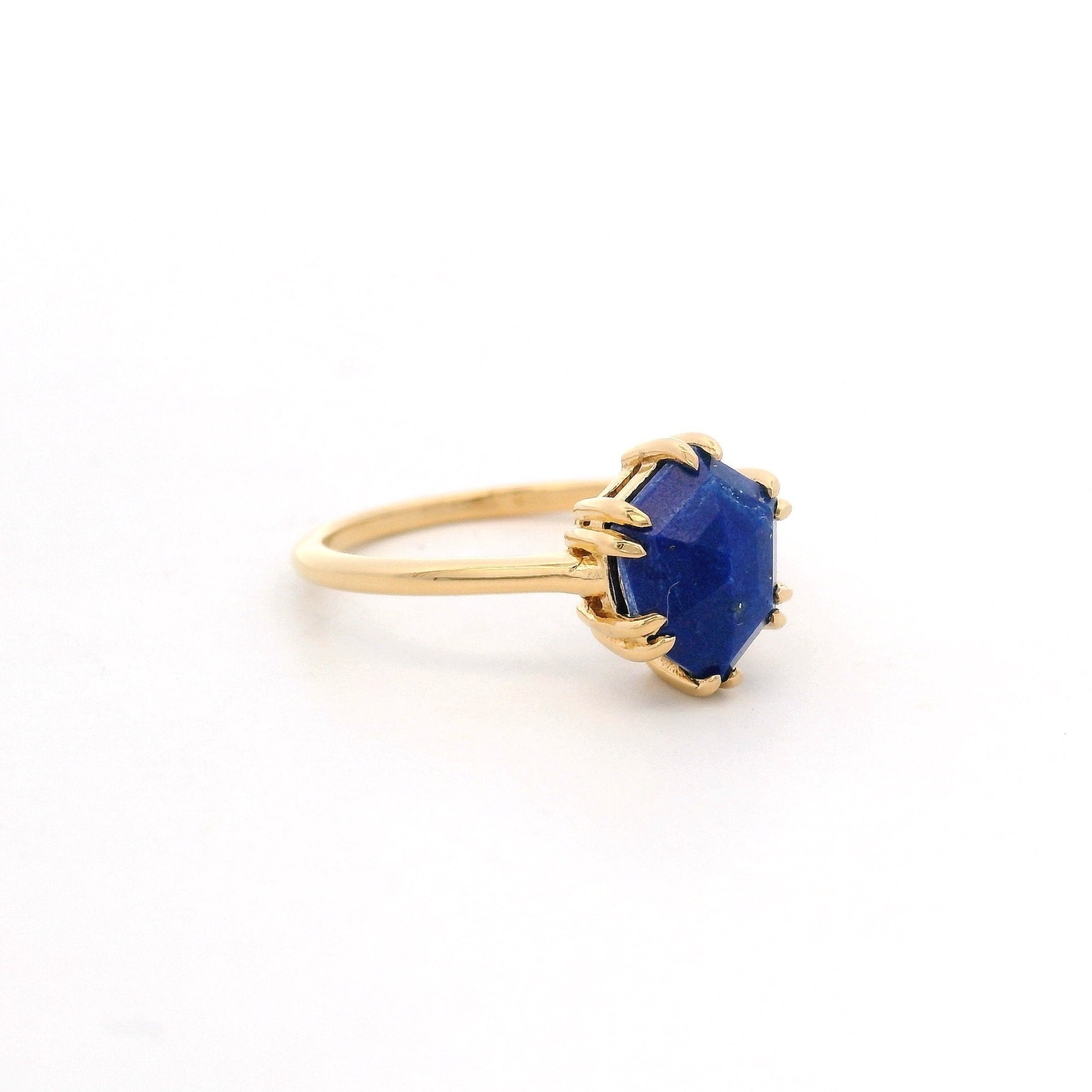 925YG HEXAGONAL LAPIS LAZULI RING T6.5 - C'SANTOS