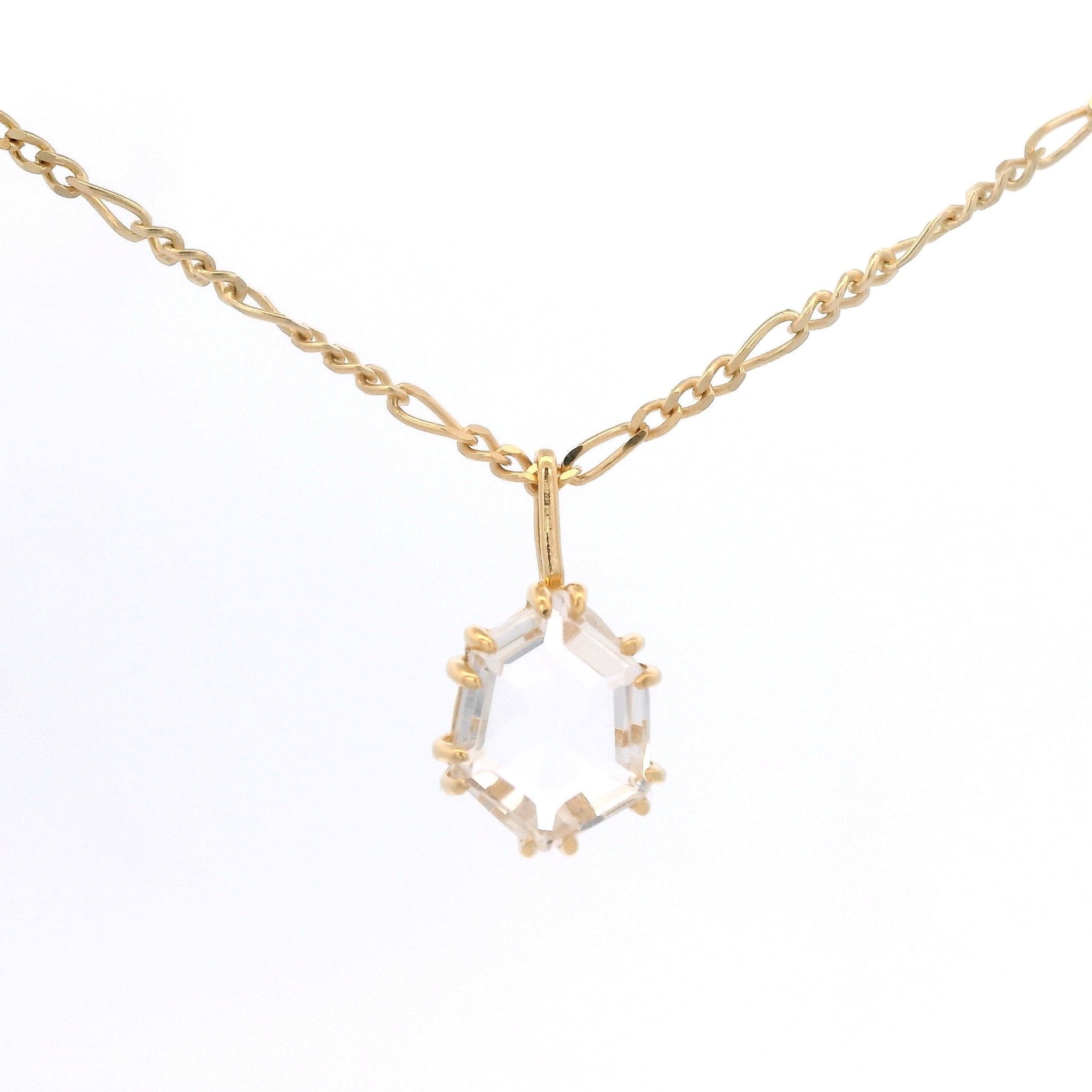 925YG HEXAGONAL ROCK CRYSTAL NECKLACE - C'SANTOS
