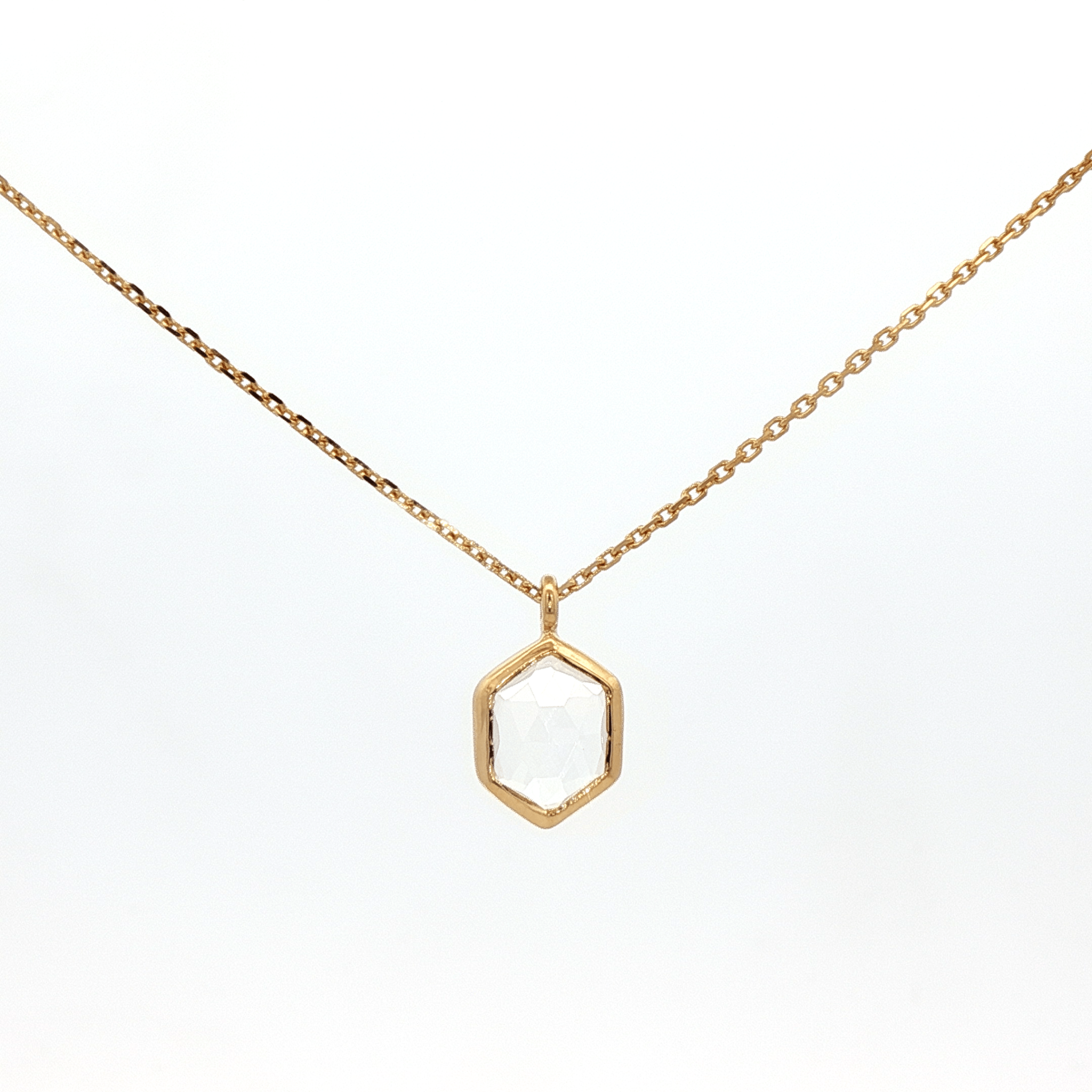 925YG HEXAGONAL ROCK CRYSTAL NECKLACE - C'SANTOS