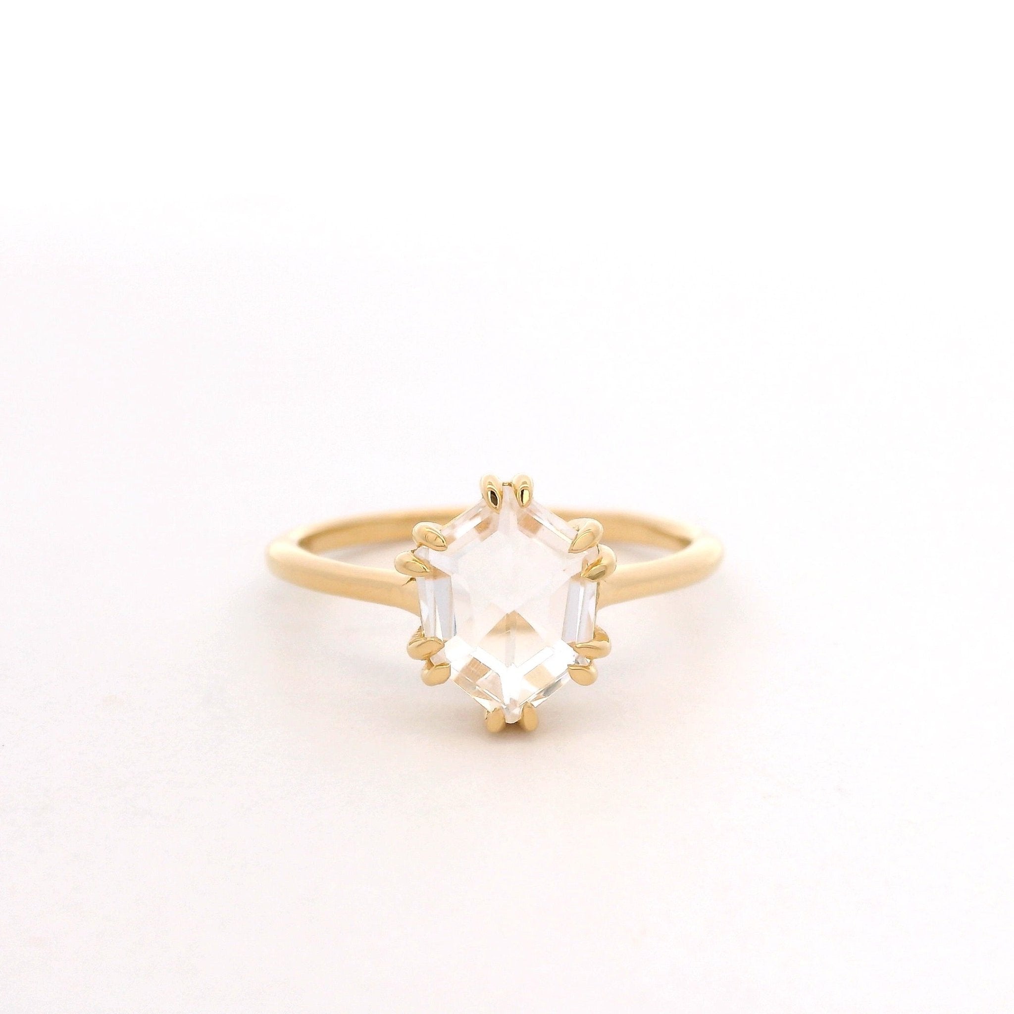 925YG HEXAGONAL ROCK CRYSTAL RING T6.5 - C'SANTOS