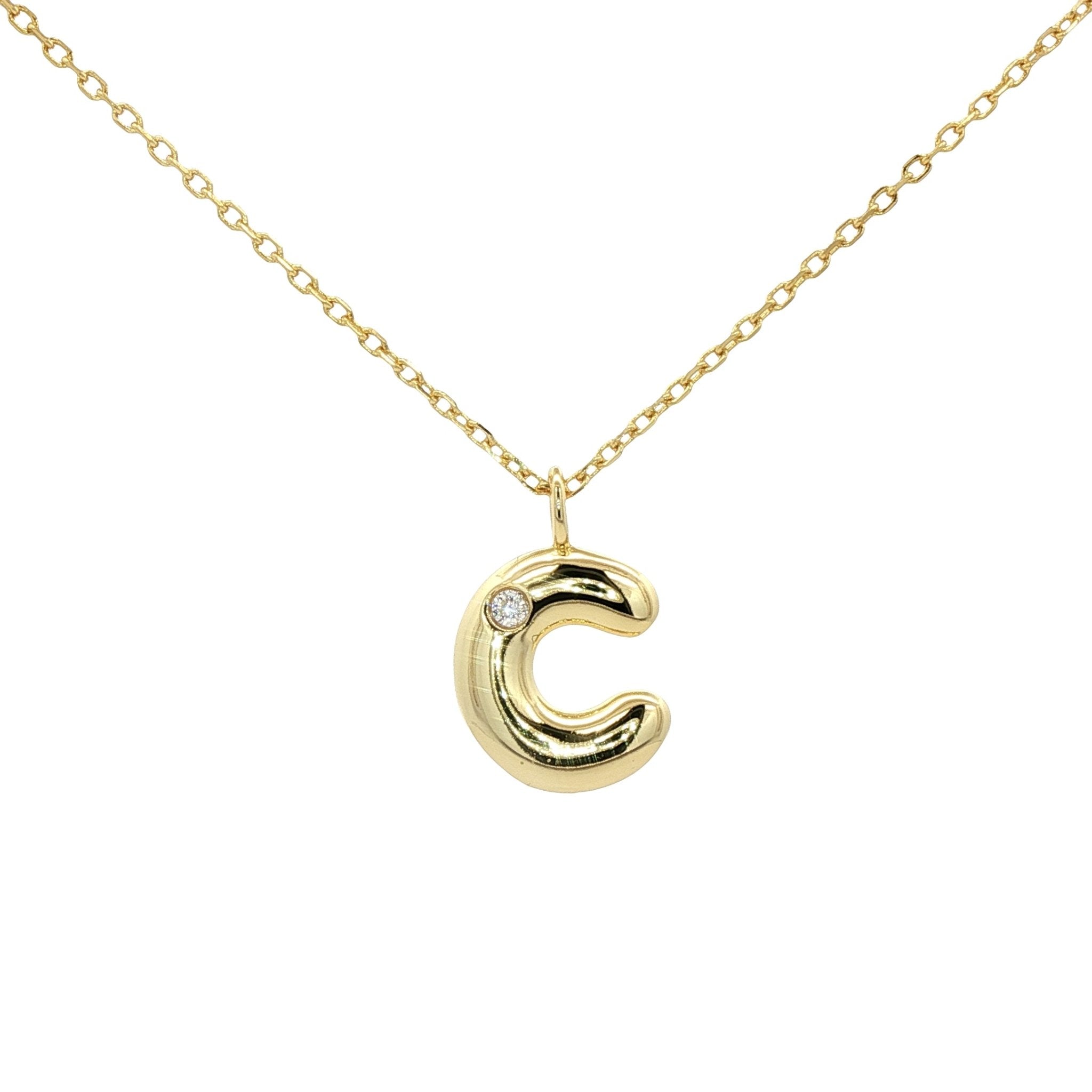 925YG INICIAL C CZ NECKLACE - C'SANTOS