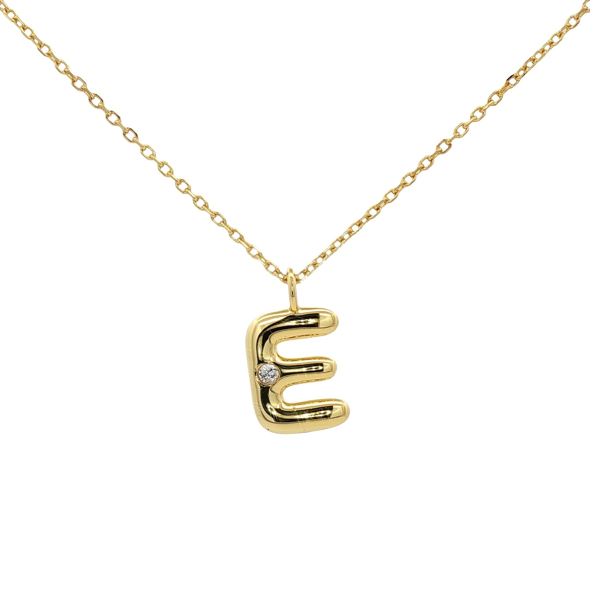 925YG INICIAL E CZ NECKLACE - C'SANTOS