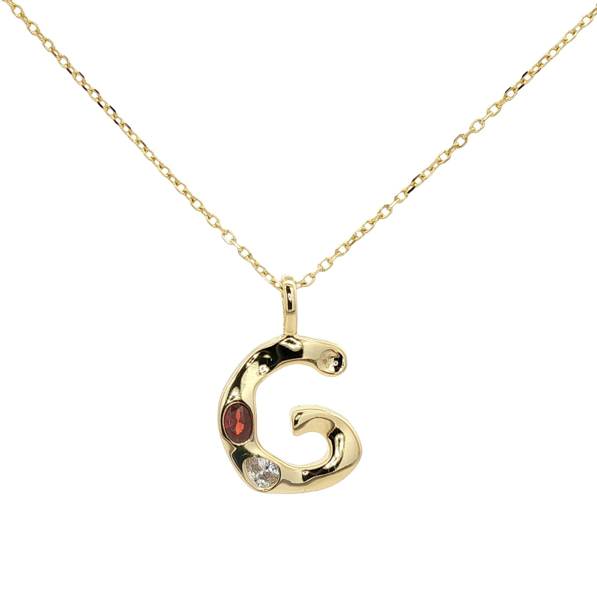 925YG INICIAL G MULTICOLOR CZ NECKLACE - C'SANTOS