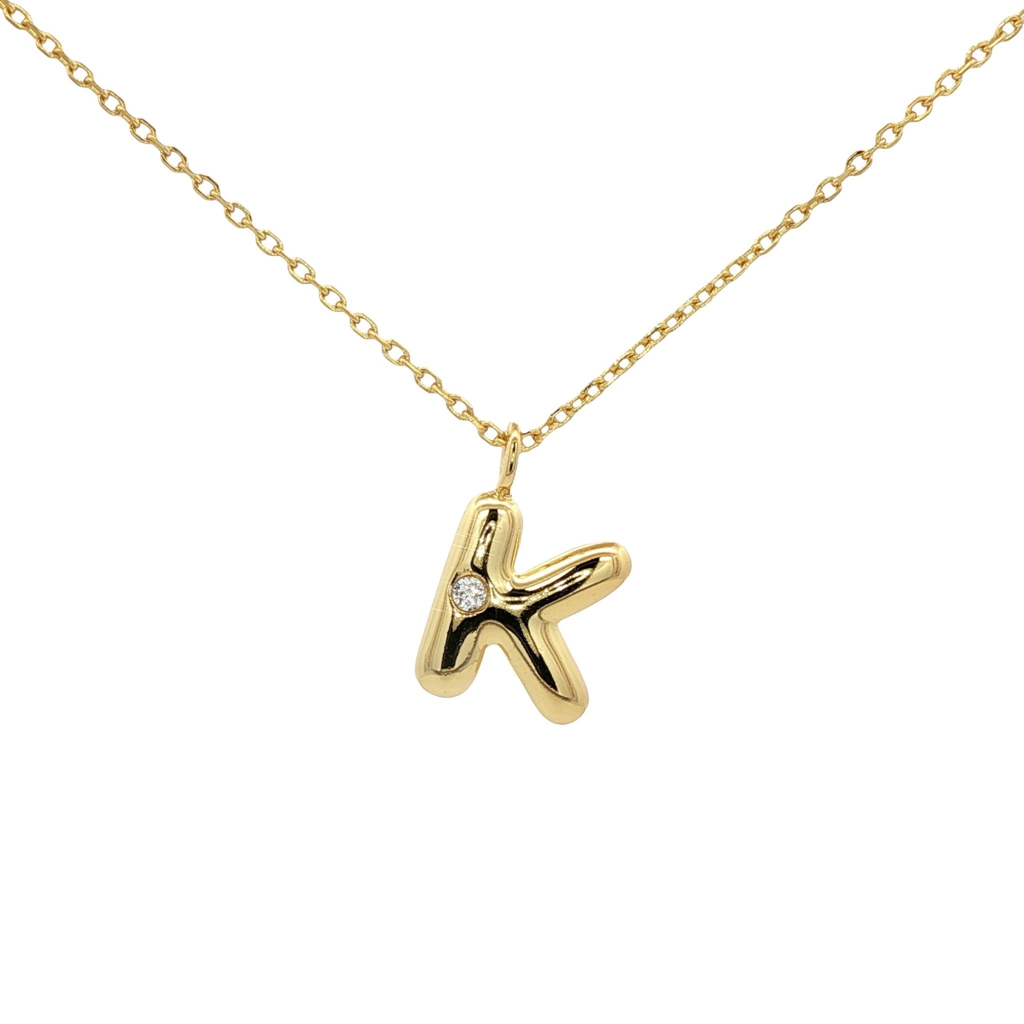 925YG INICIAL K CZ NECKLACE - C'SANTOS