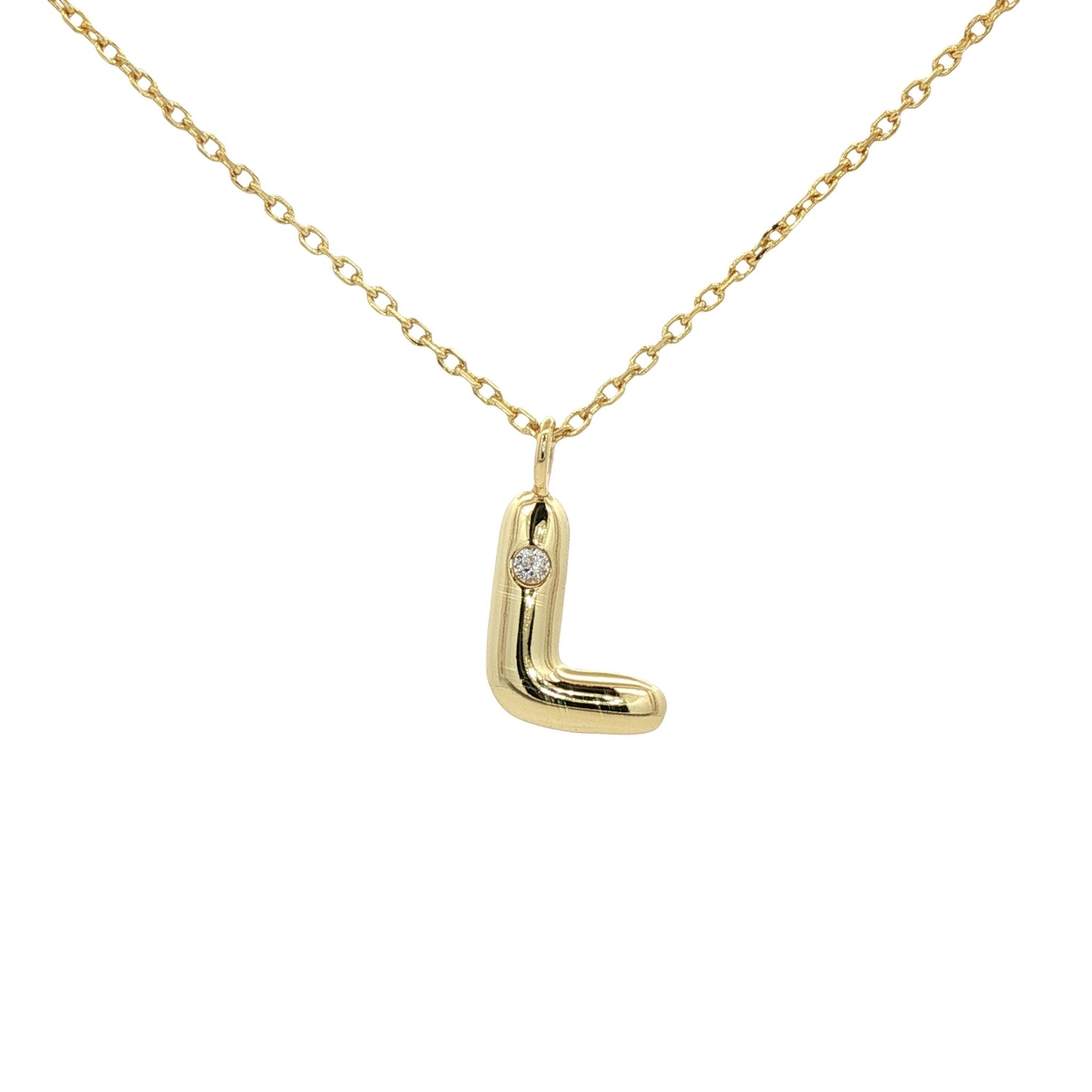 925YG INICIAL L CZ NECKLACE - C'SANTOS