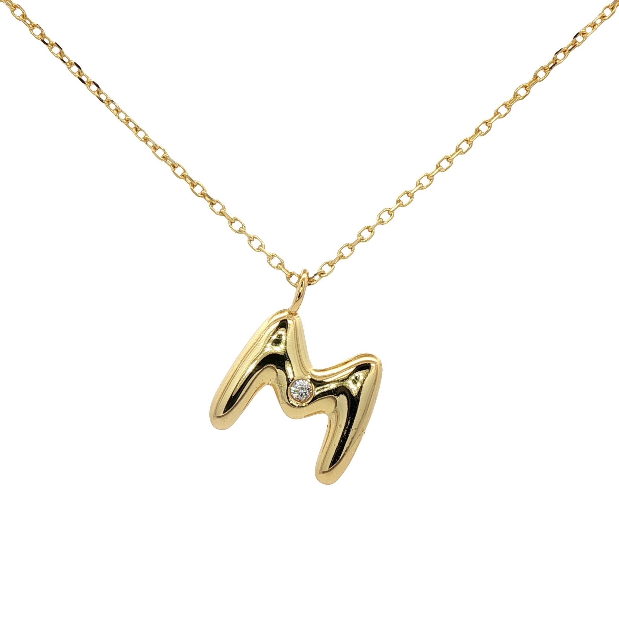 925YG INICIAL M CZ NECKLACE - C'SANTOS