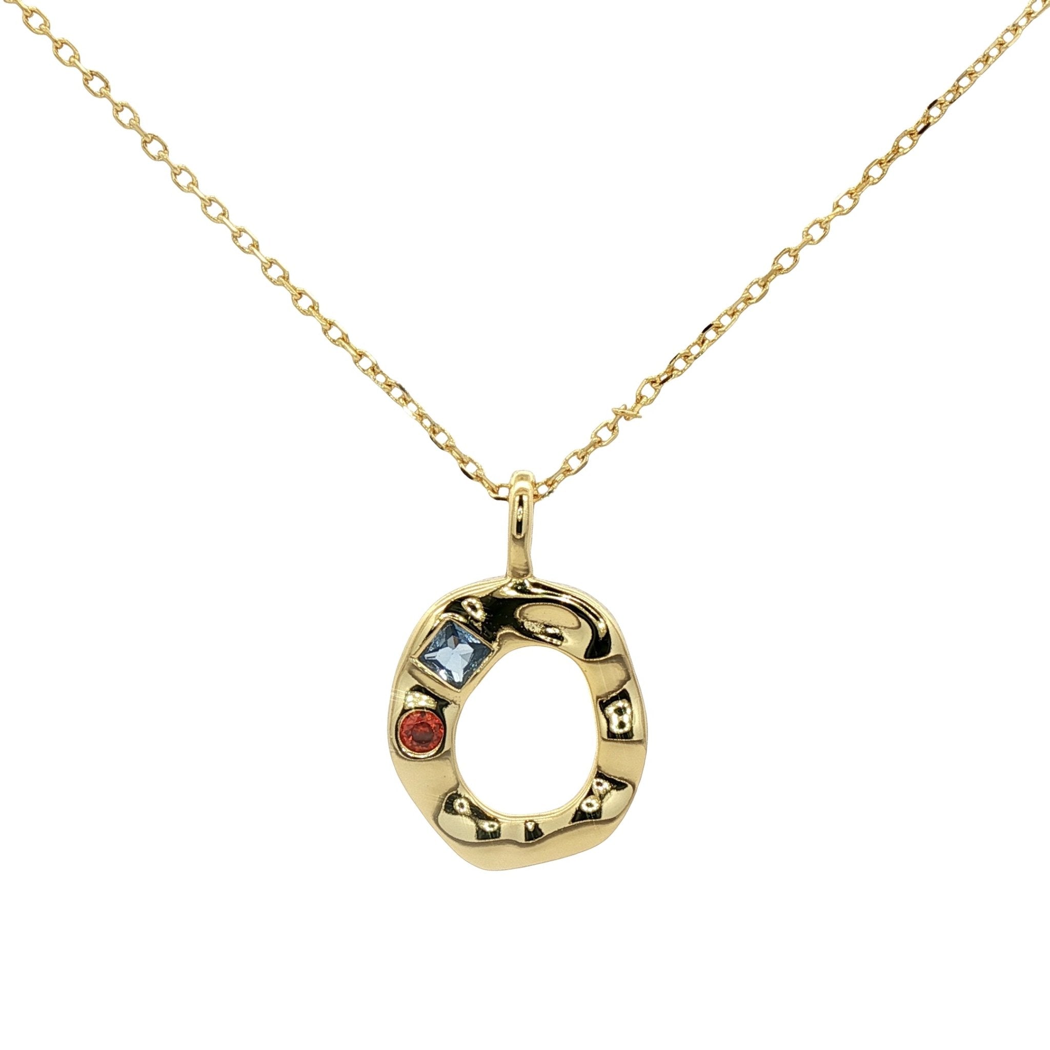 925YG INICIAL O MULTICOLOR CZ NECKLACE - C'SANTOS