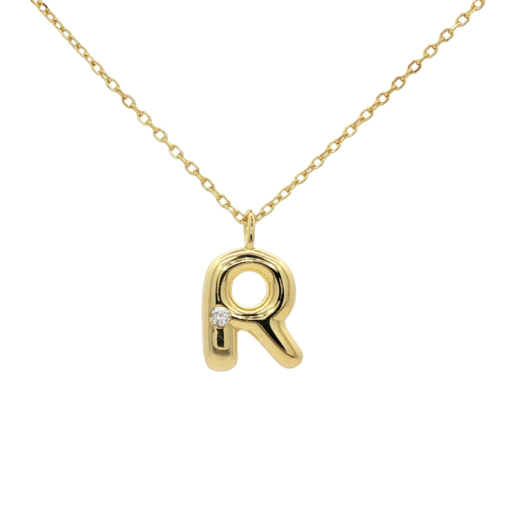 925YG INICIAL R CZ NECKLACE - C'SANTOS