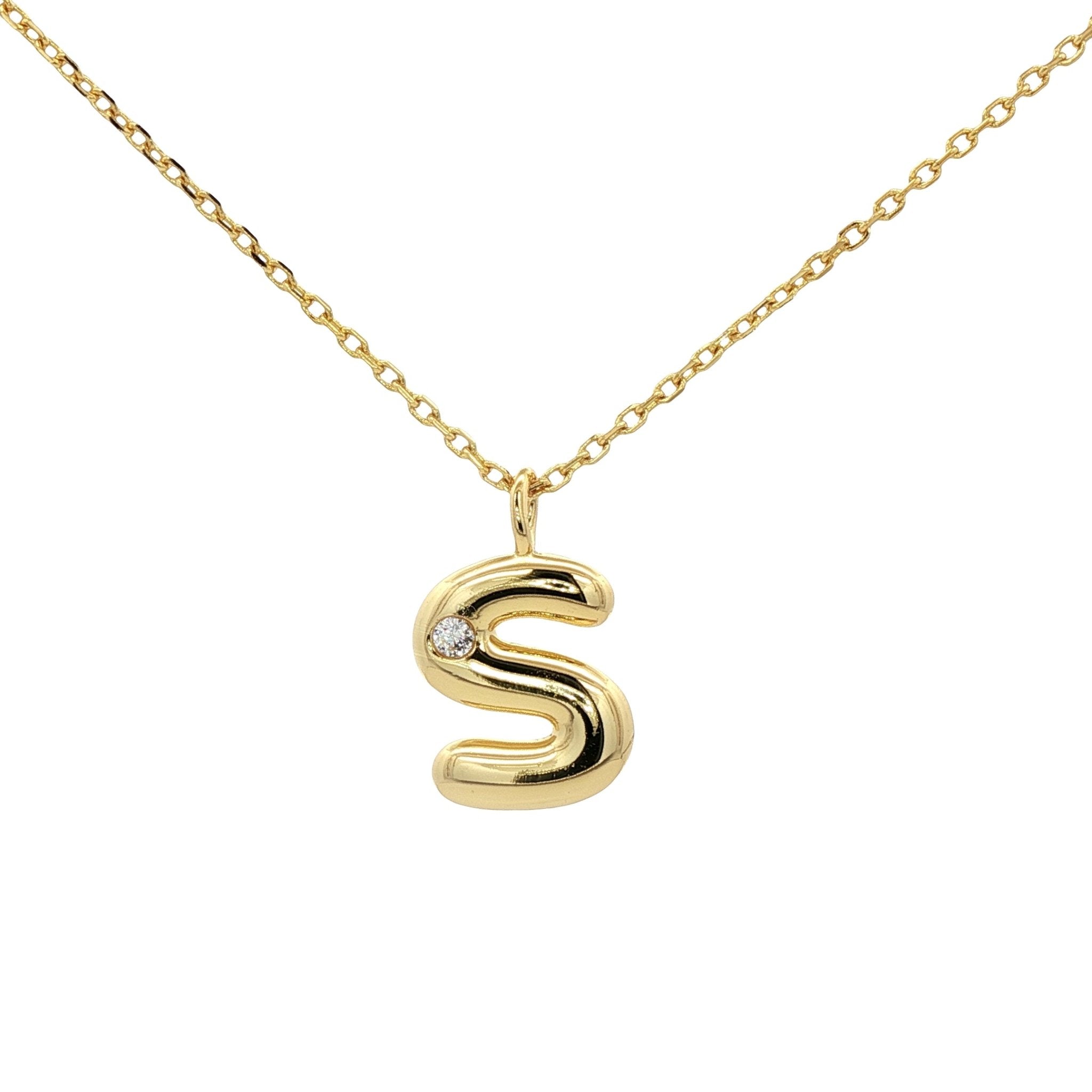 925YG INICIAL S CZ NECKLACE - C'SANTOS