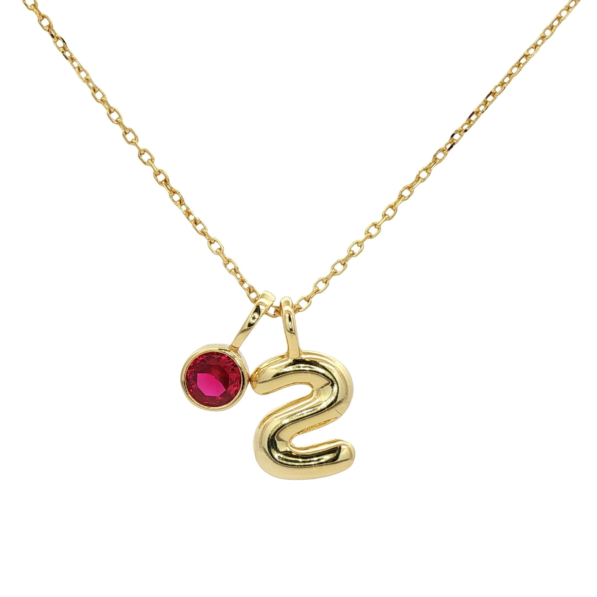925YG INICIAL S RUBY CZ PENDANT NECKLACE - C'SANTOS