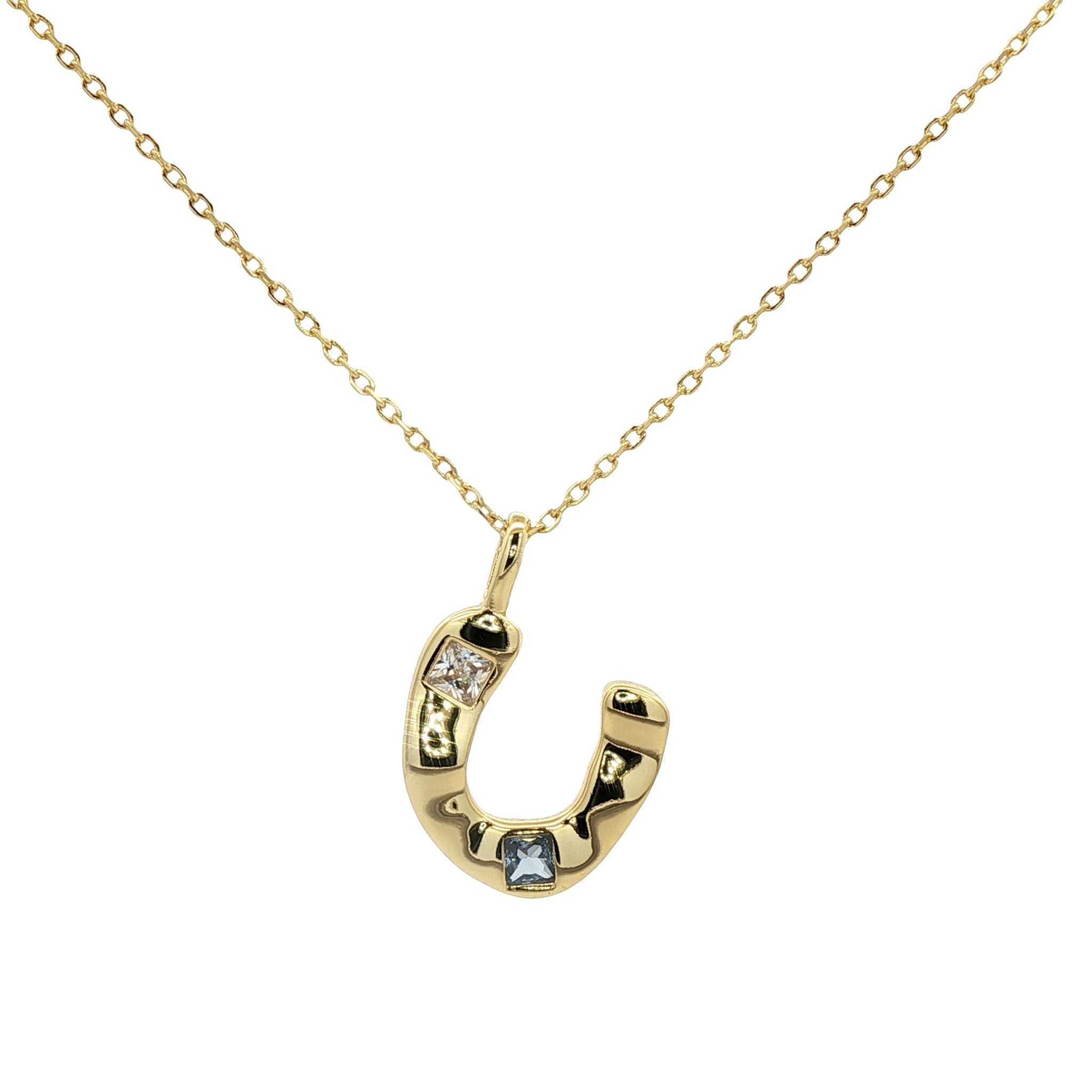 925YG INICIAL U MULTICOLOR CZ NECKLACE - C'SANTOS