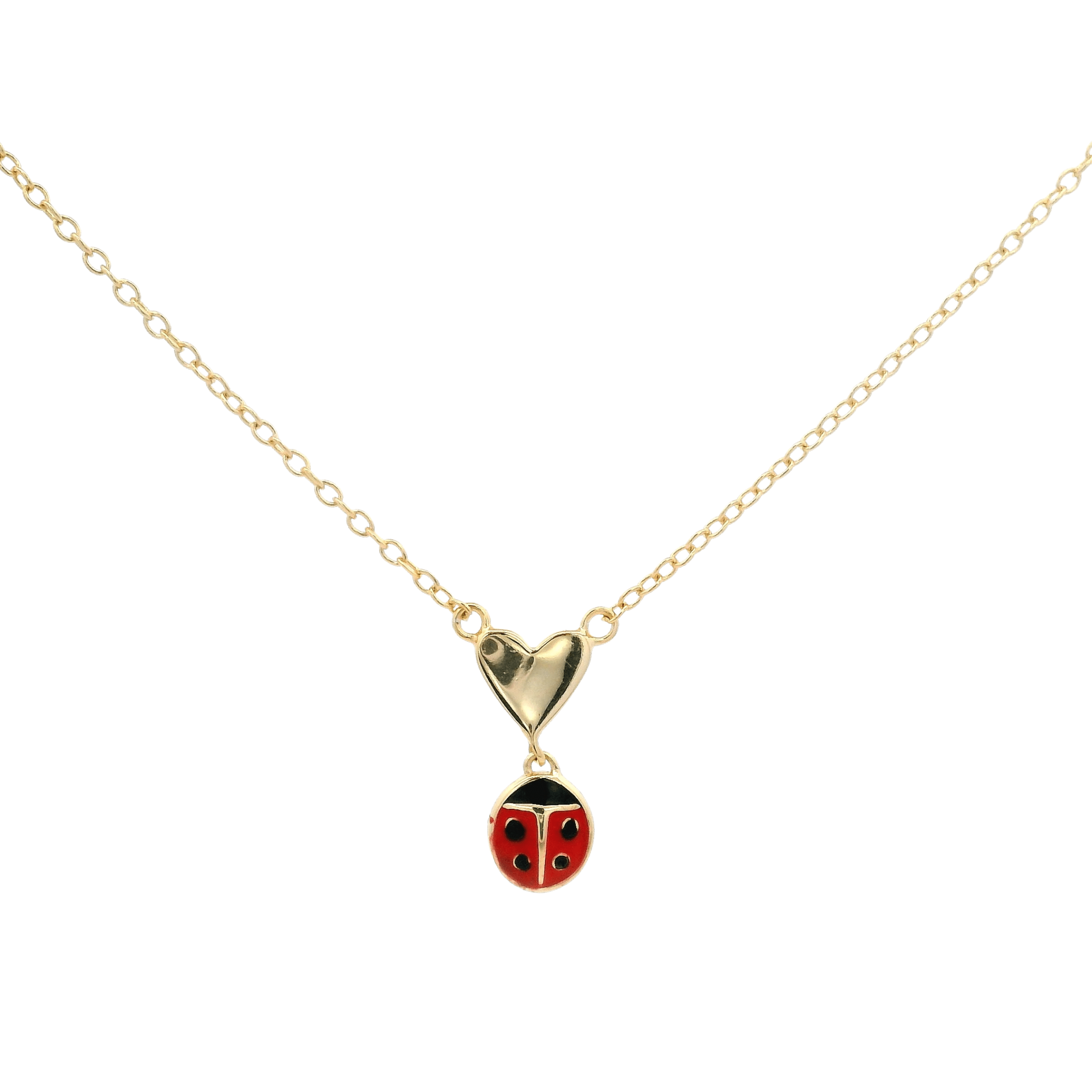 925YG LADYBUG WITH HEART NECKLACE - C'SANTOS