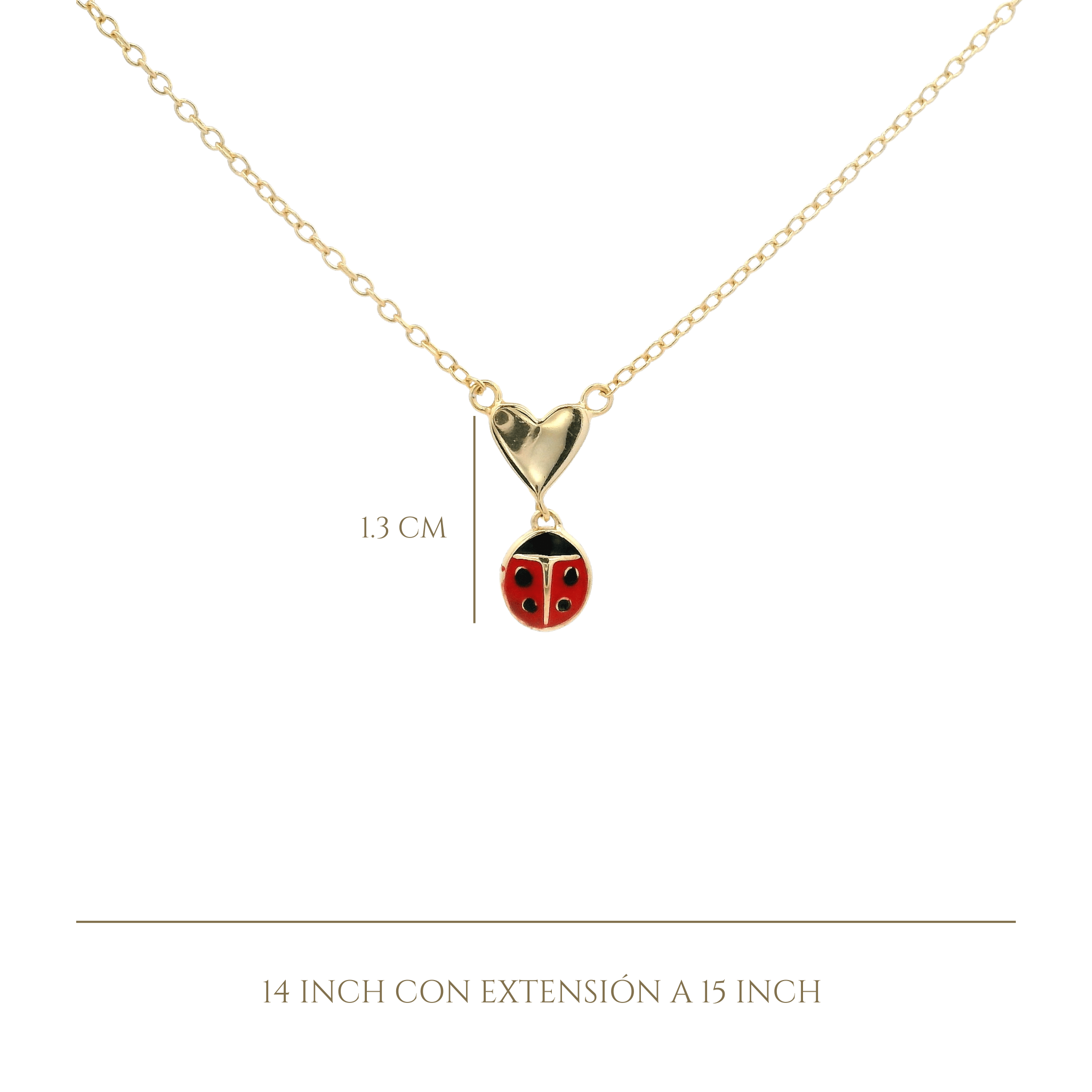 925YG LADYBUG WITH HEART NECKLACE - C'SANTOS
