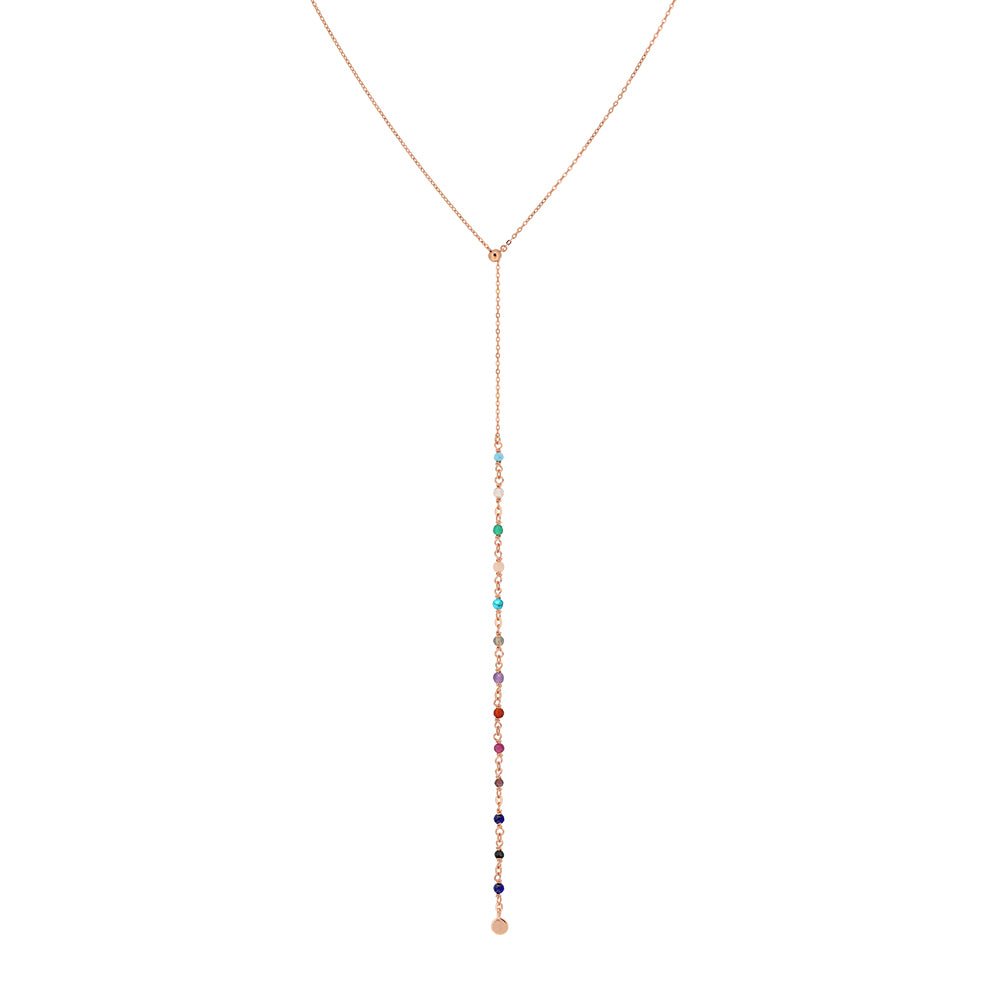 925YG LARIAT MULTI STONE NECKLACE - C'SANTOS