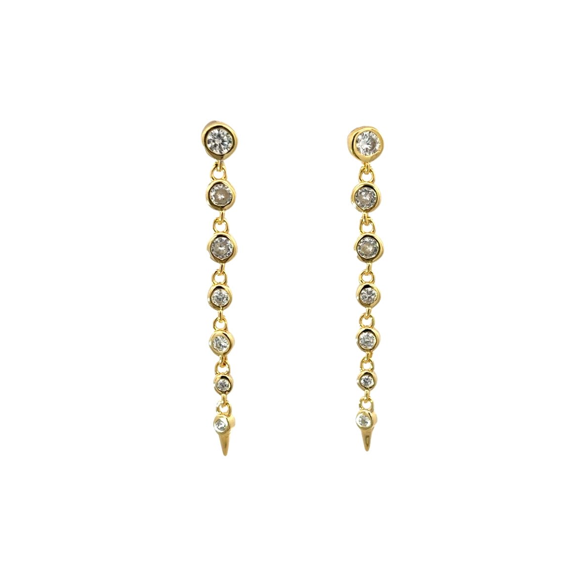 925YG LONG SPIKE CHAIN EARRINGS - C'SANTOS