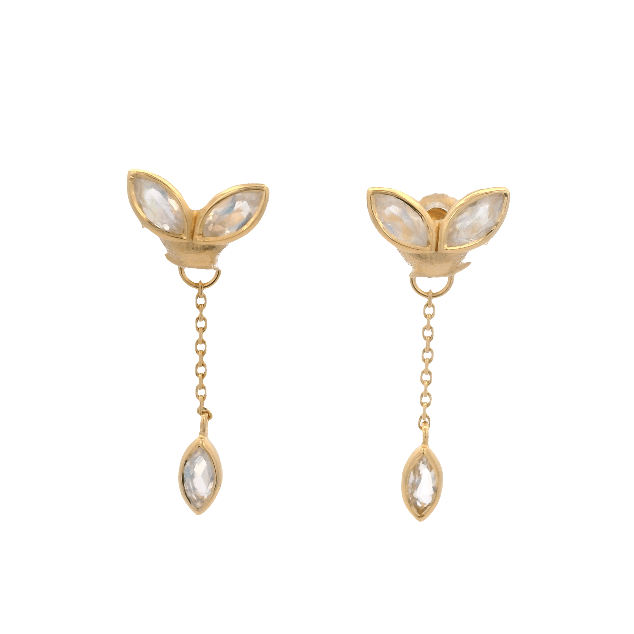 925YG MARQUESITE MOOSTONE CHAIN EARRINGS - C'SANTOS