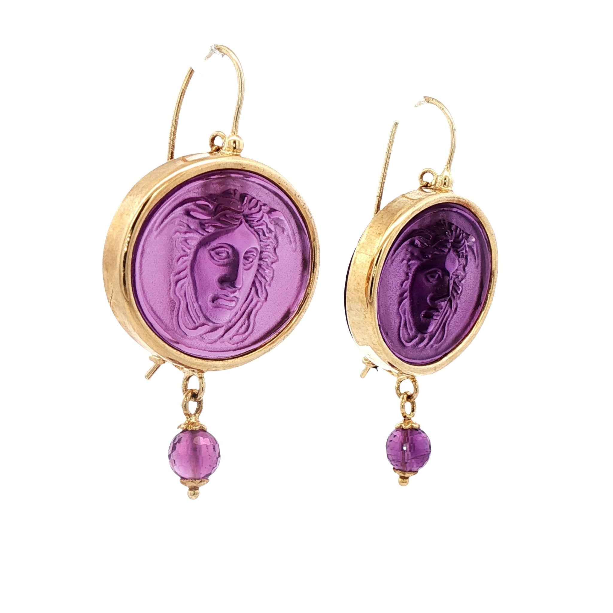 925YG MEDUSA PURPLE AND AMETHYST EARRINGS - C'SANTOS