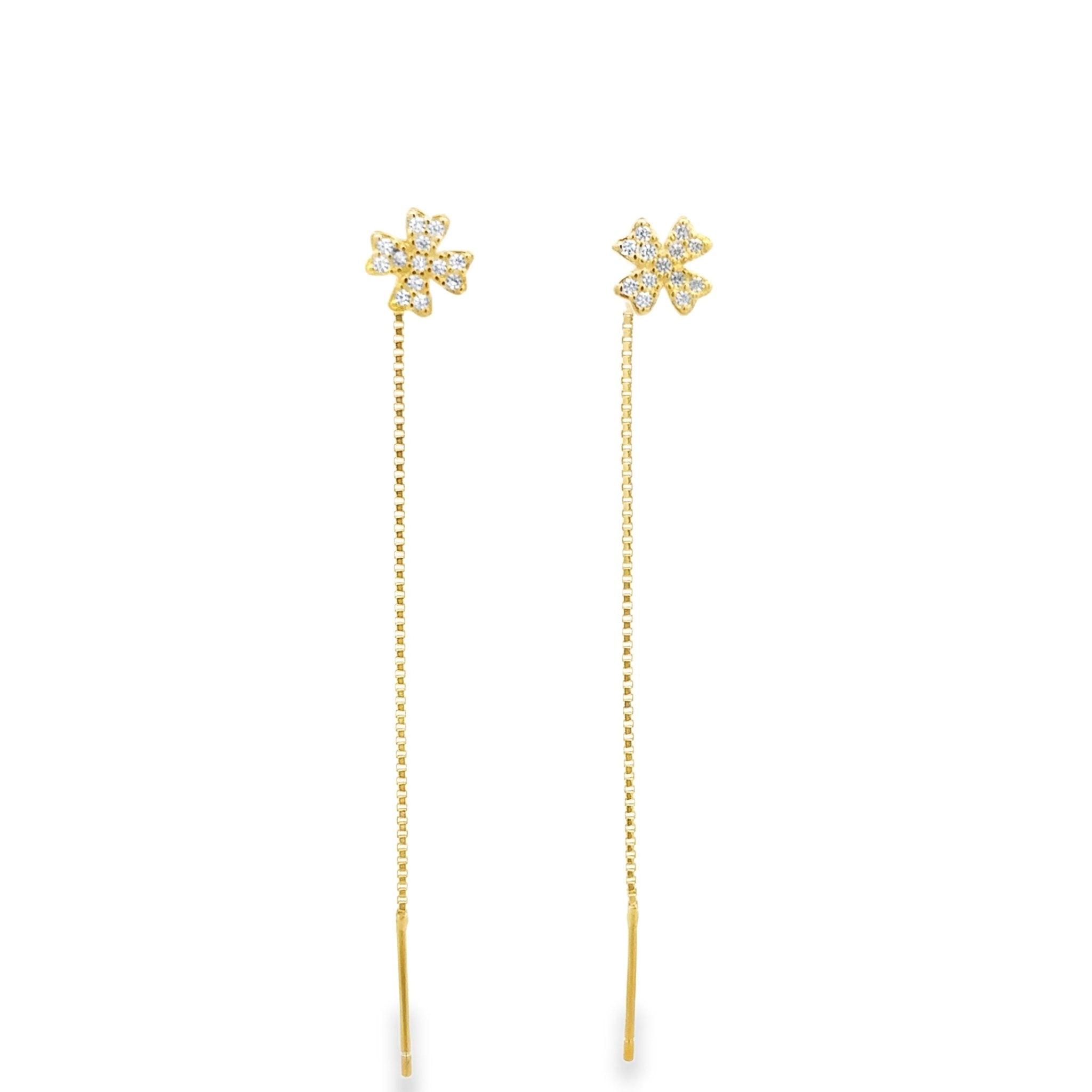 925YG MINI CLOVER CZ EARRINGS - C'SANTOS