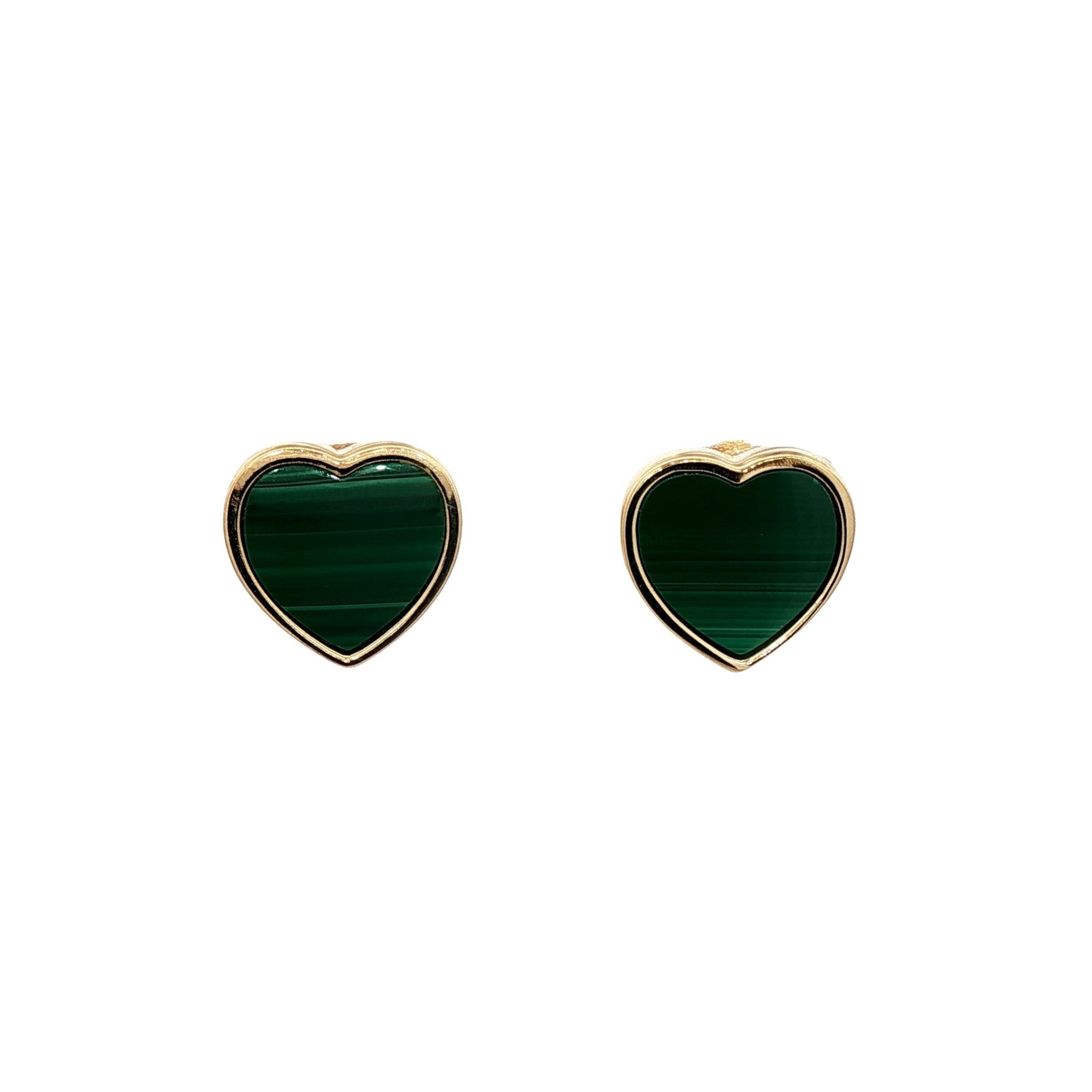 925YG MINI HEART MALACHITE EARRINGS - C'SANTOS