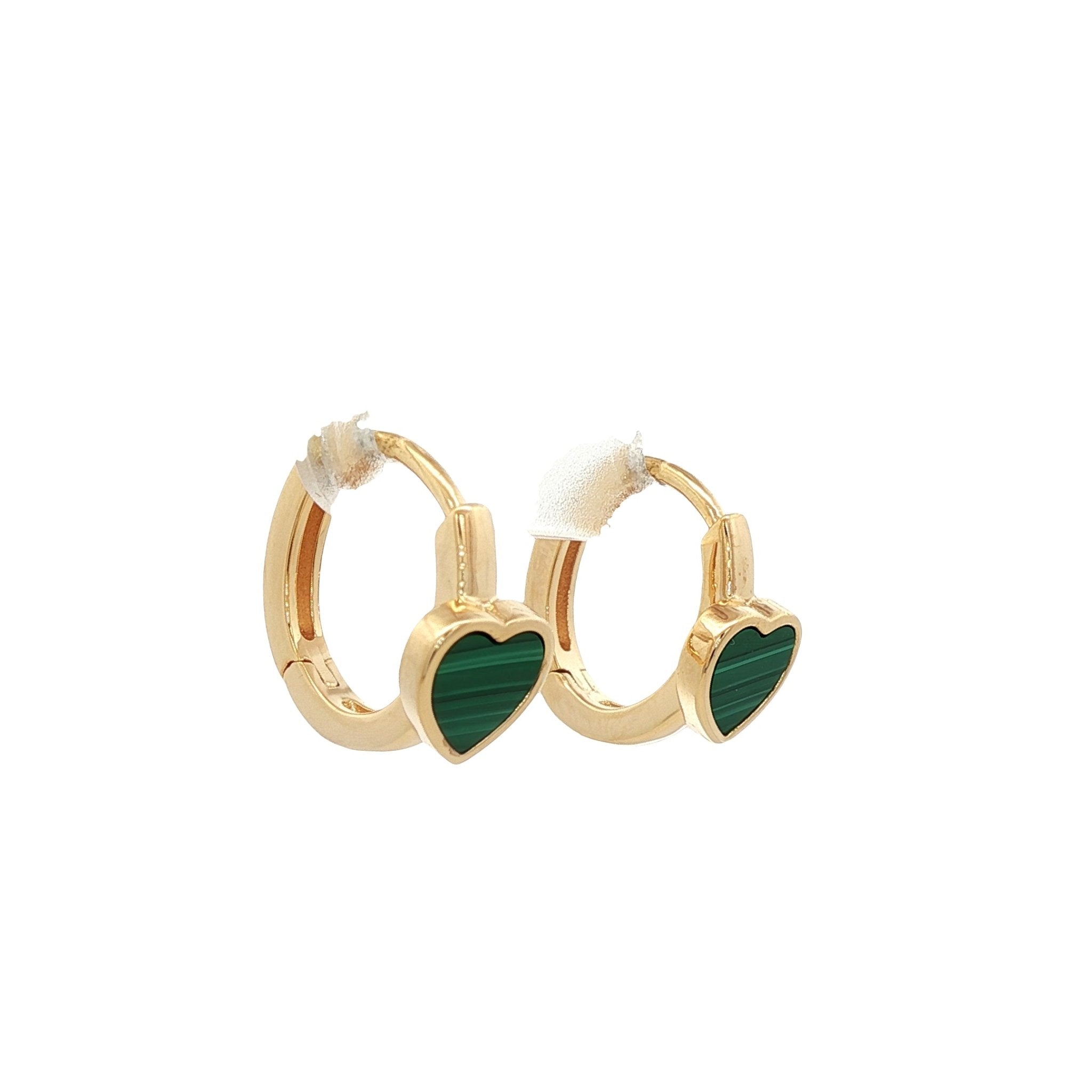 925YG MINI HEART MALACHITE HUGGIES - C'SANTOS