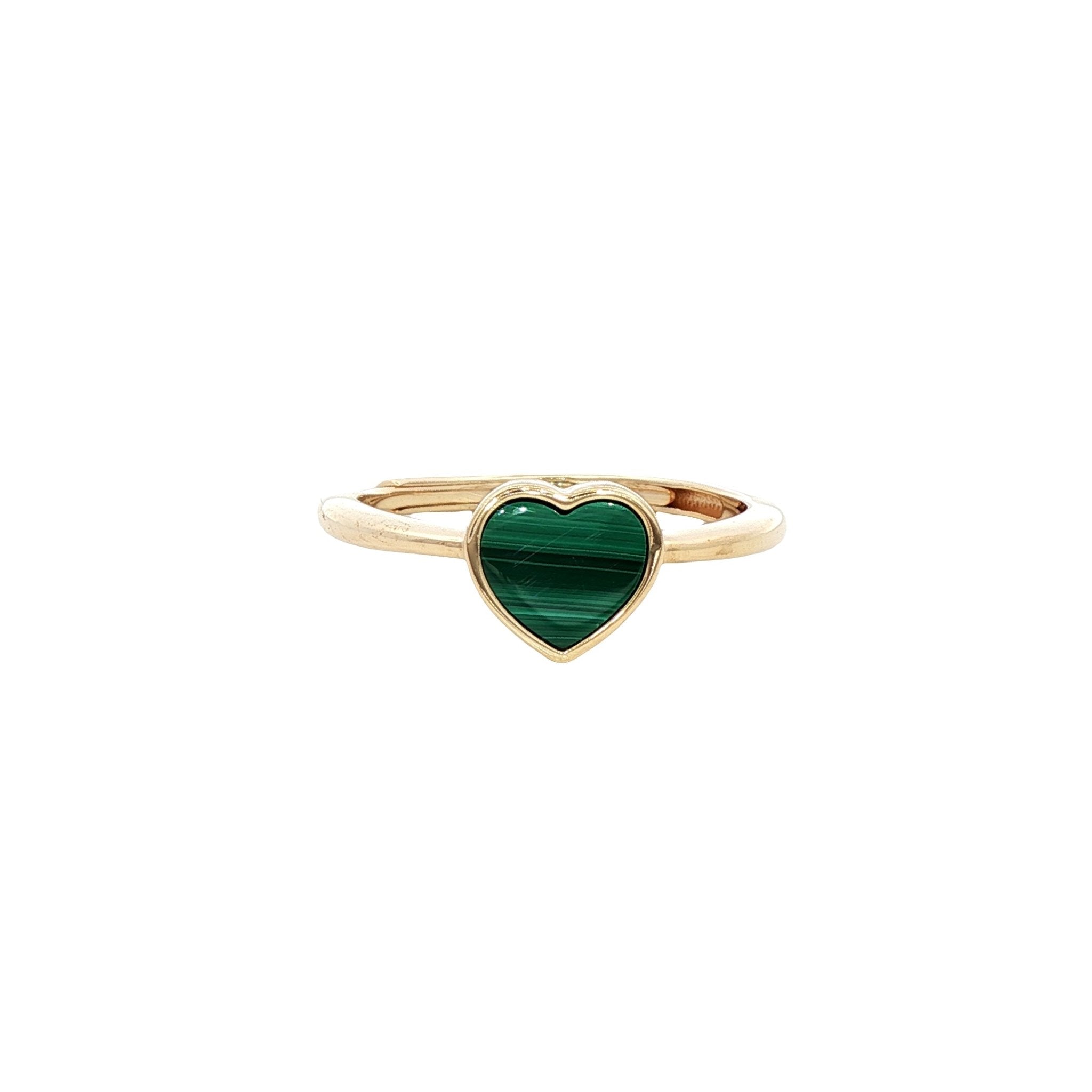 925YG MINI HEART MALACHITE RING - C'SANTOS
