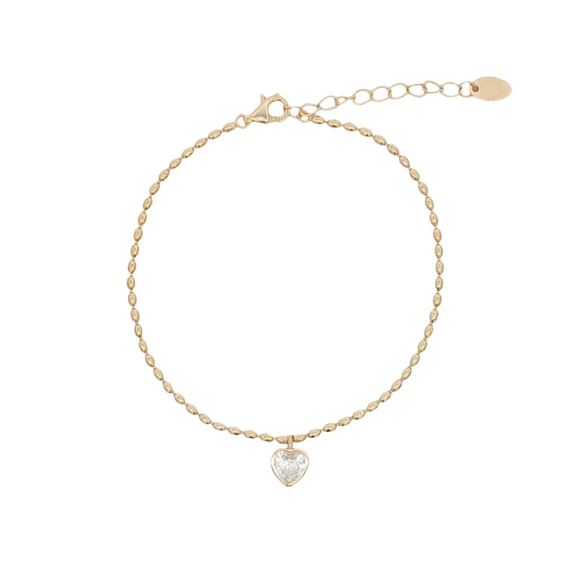 925YG MINI HEART SOLITARY CZ BRACELET - C'SANTOS