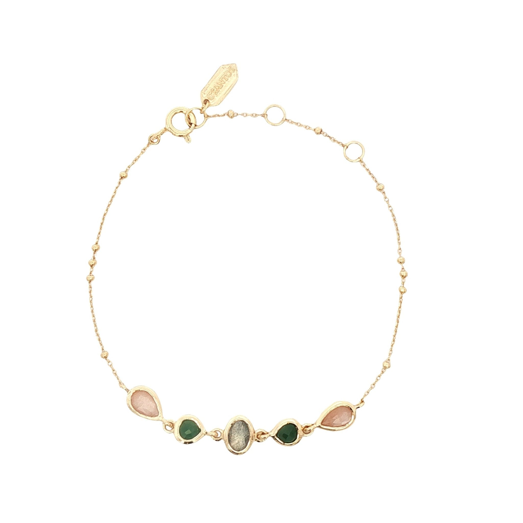 925YG MULTI SHAPE LABRADORITE AVENTURINE GREEN BRACELET - C'SANTOS