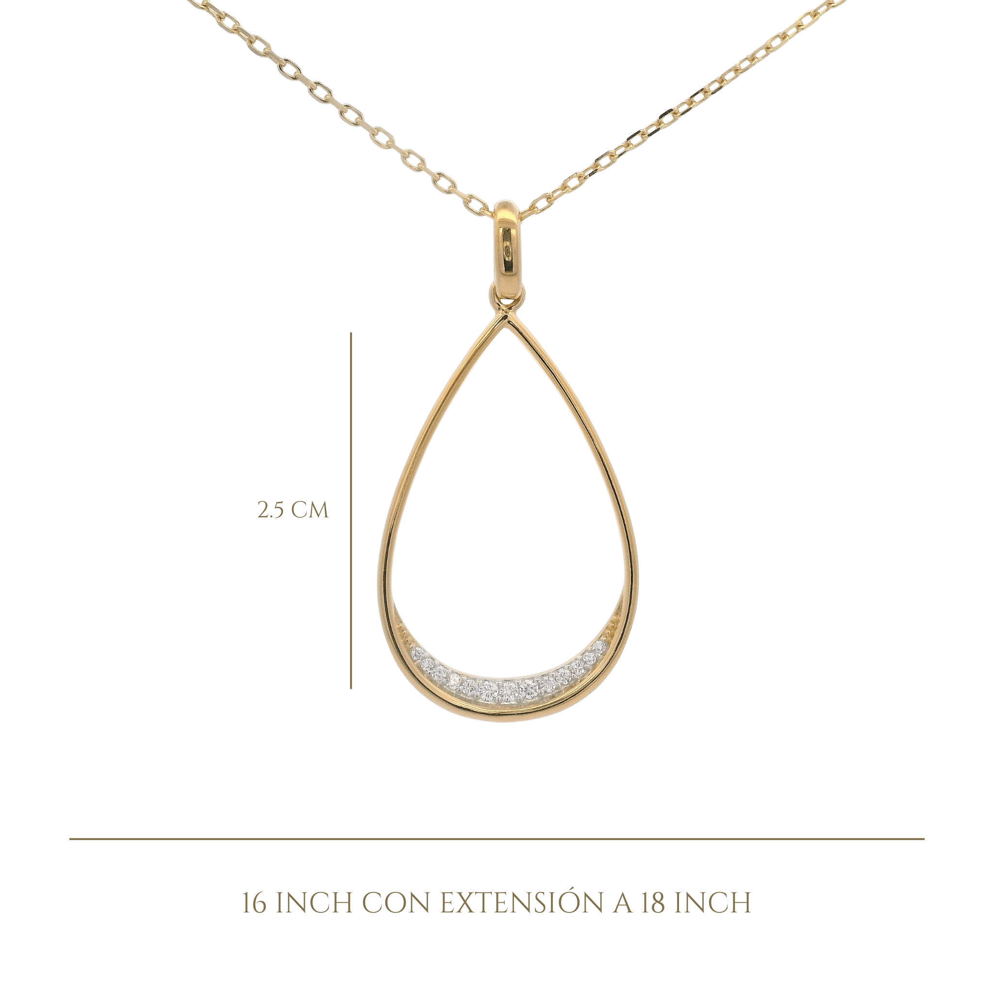 925YG OUTLINE DROP WITH CZ NECKLACE - C'SANTOS