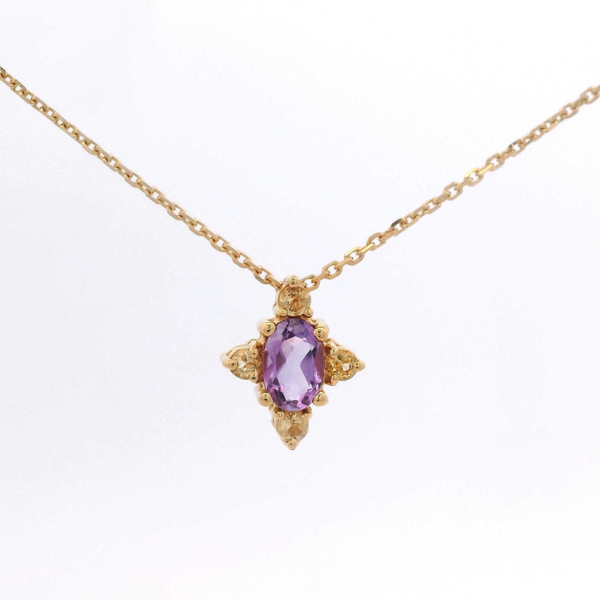 925YG OVAL AMETHYST POINTS CITRINA NECKLACE - C'SANTOS