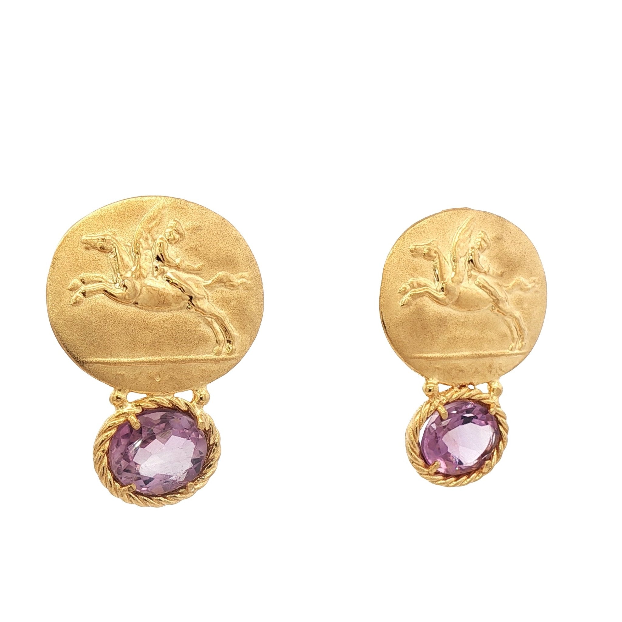 925YG PEGASUS AND AMETHYST EARRINGS - C'SANTOS