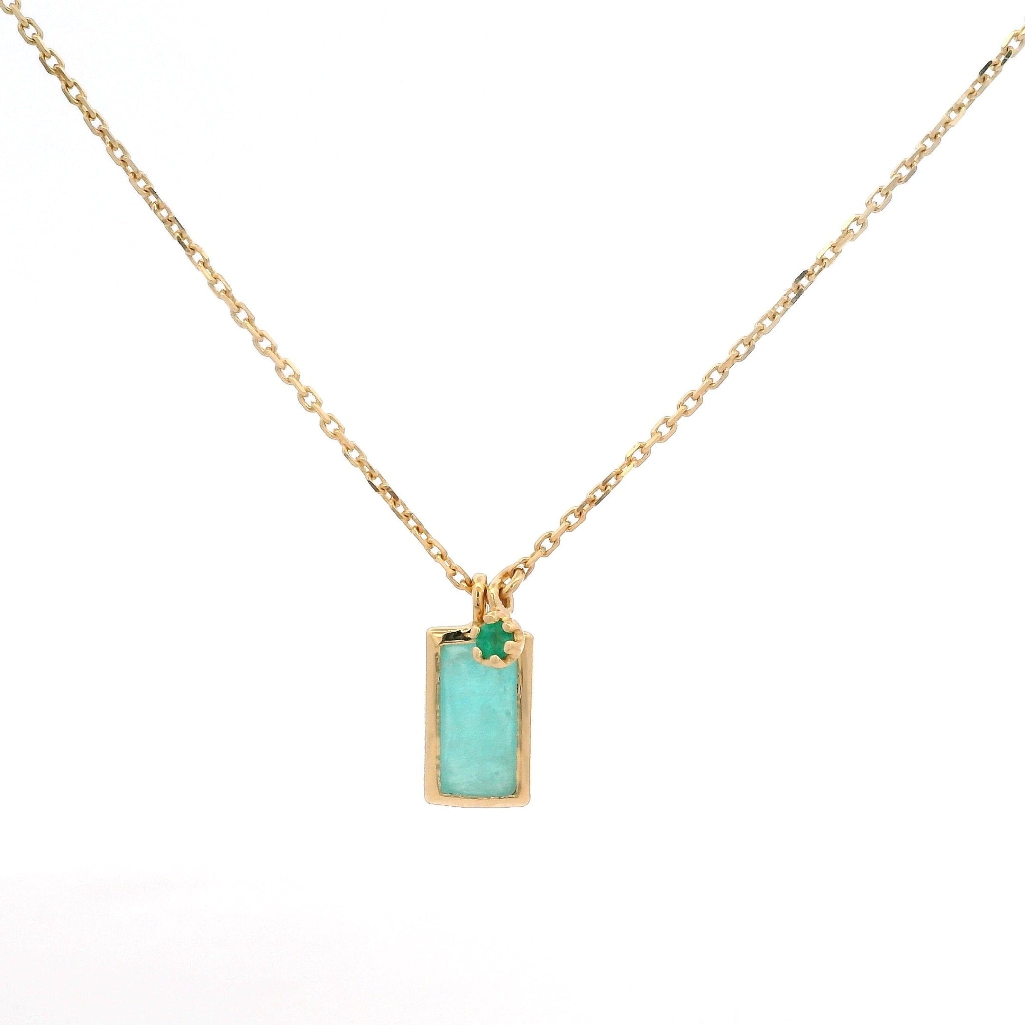 925YG RECTANGULO AMAZONITE NECKLACE - C'SANTOS