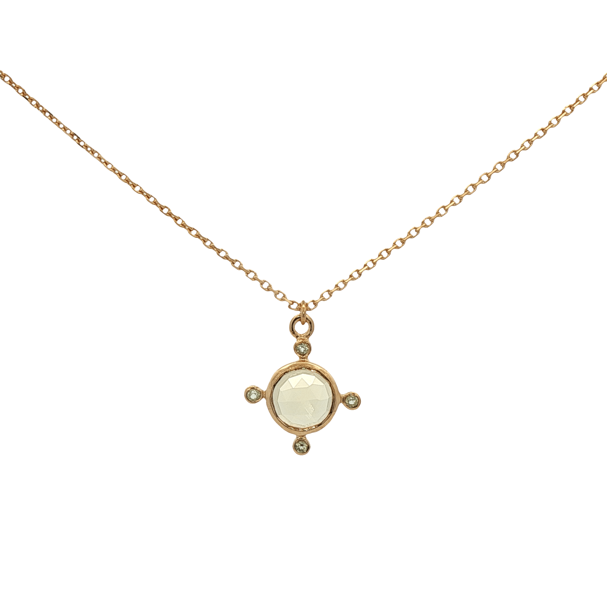 925YG ROUND LEMON QUARTZ POINTS PERIDOT NECKLACE - C'SANTOS