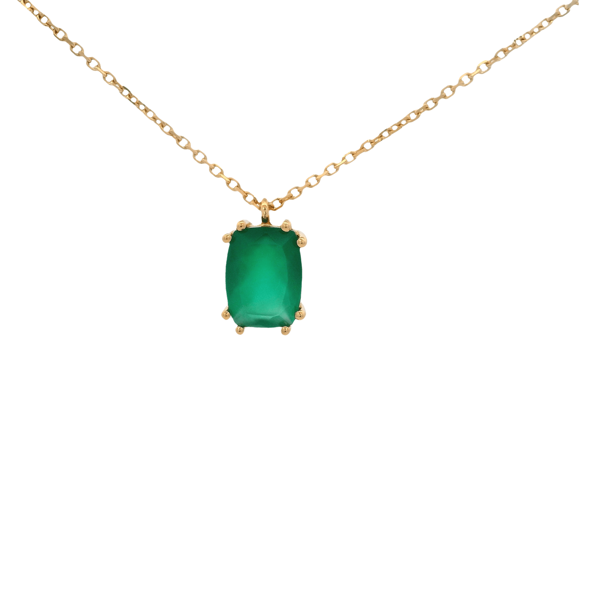 925YG SOLITARY BAGUETTE ONYX GREEN 9MM NECKLACE - C'SANTOS