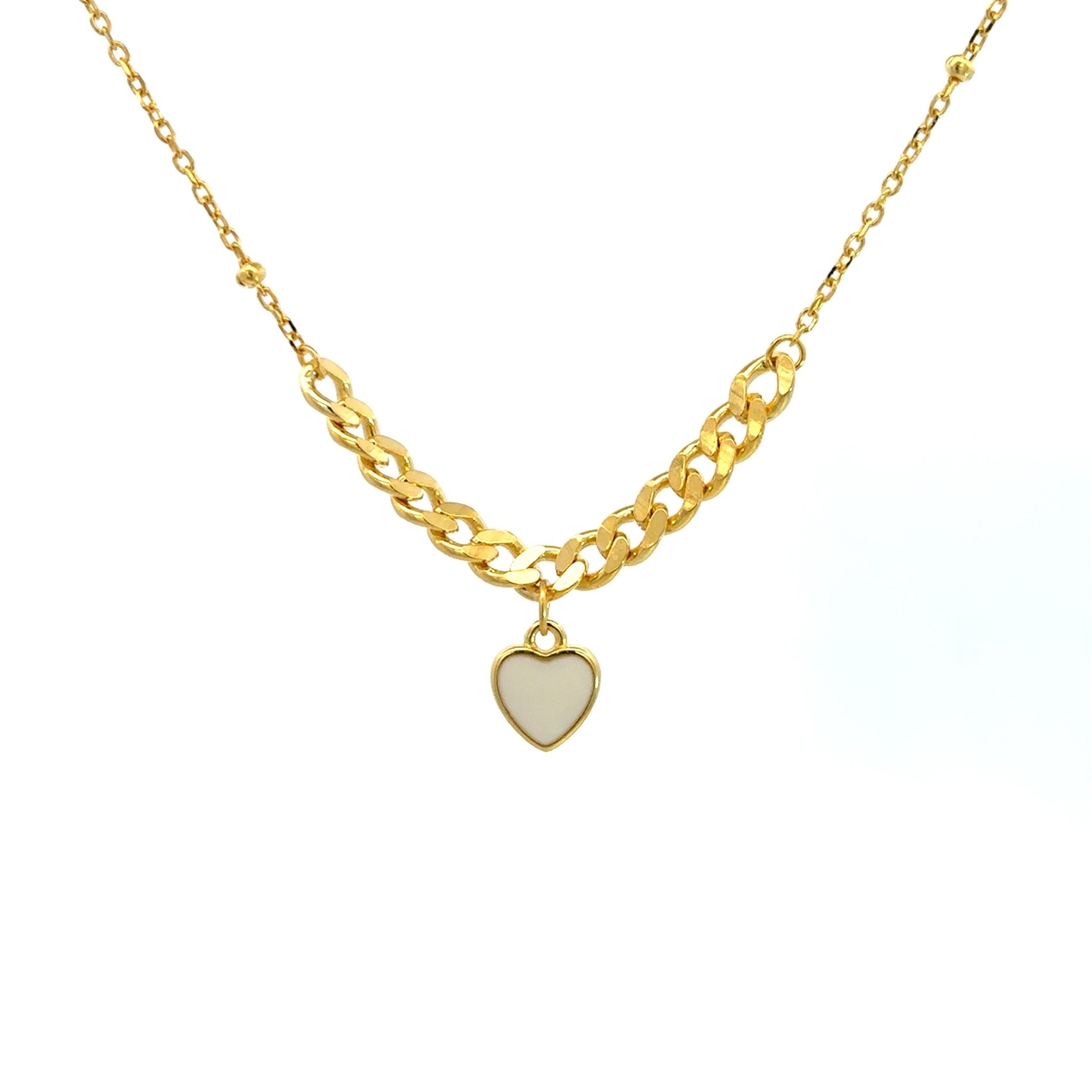 925YG SOLITARY HEART ENAMEL WHITE NECKLACE - C'SANTOS