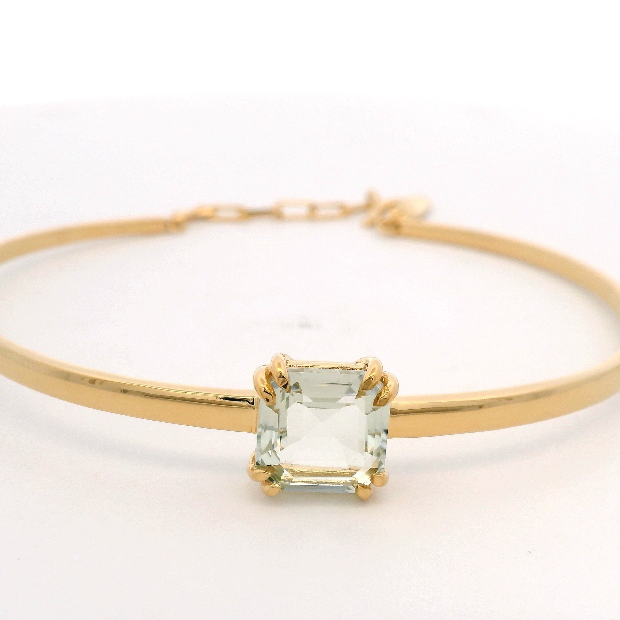 925YG SQUARE AMETHYST GREEN BANGLE - C'SANTOS