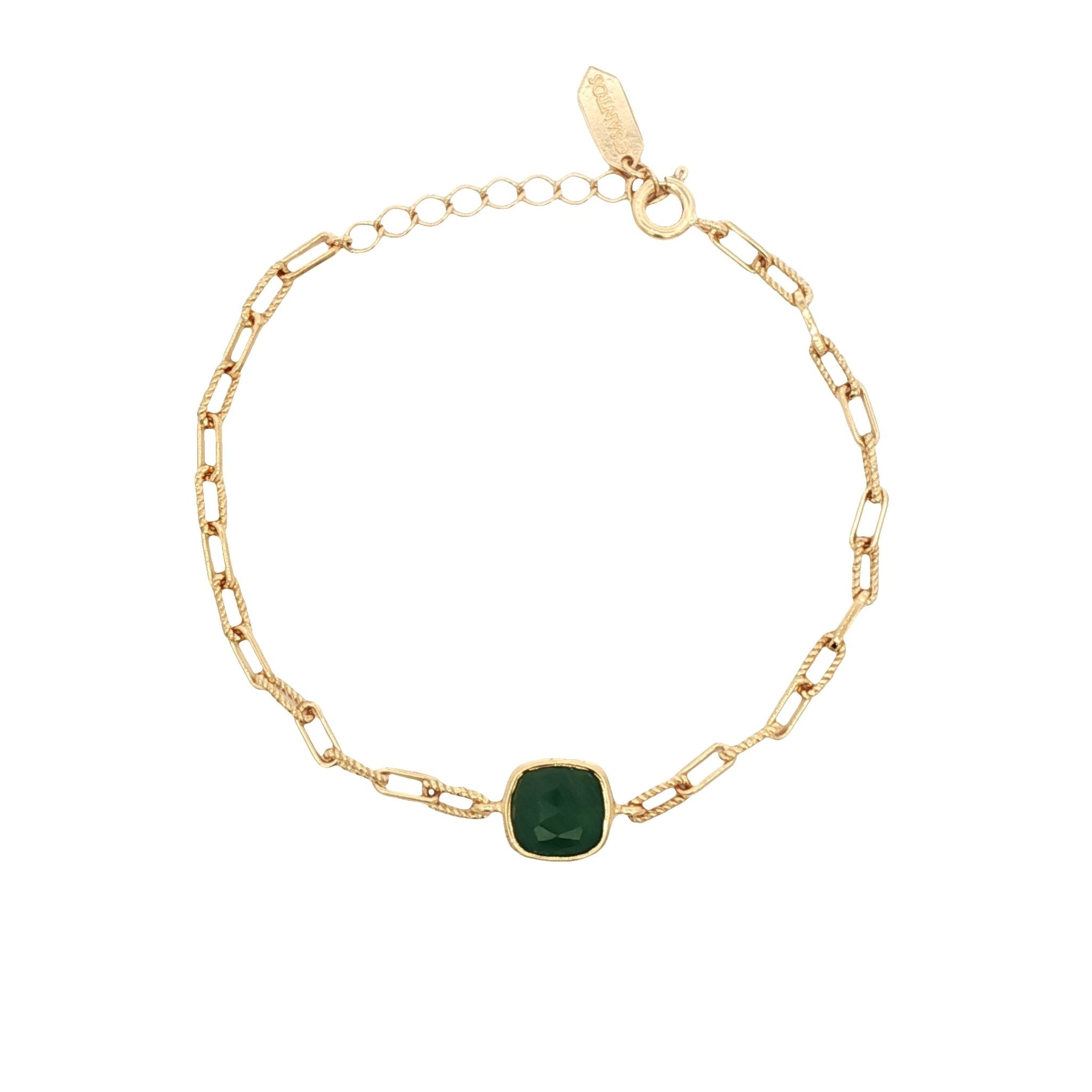 925YG SQUARE AVENTURINE GREEN BRACELET - C'SANTOS