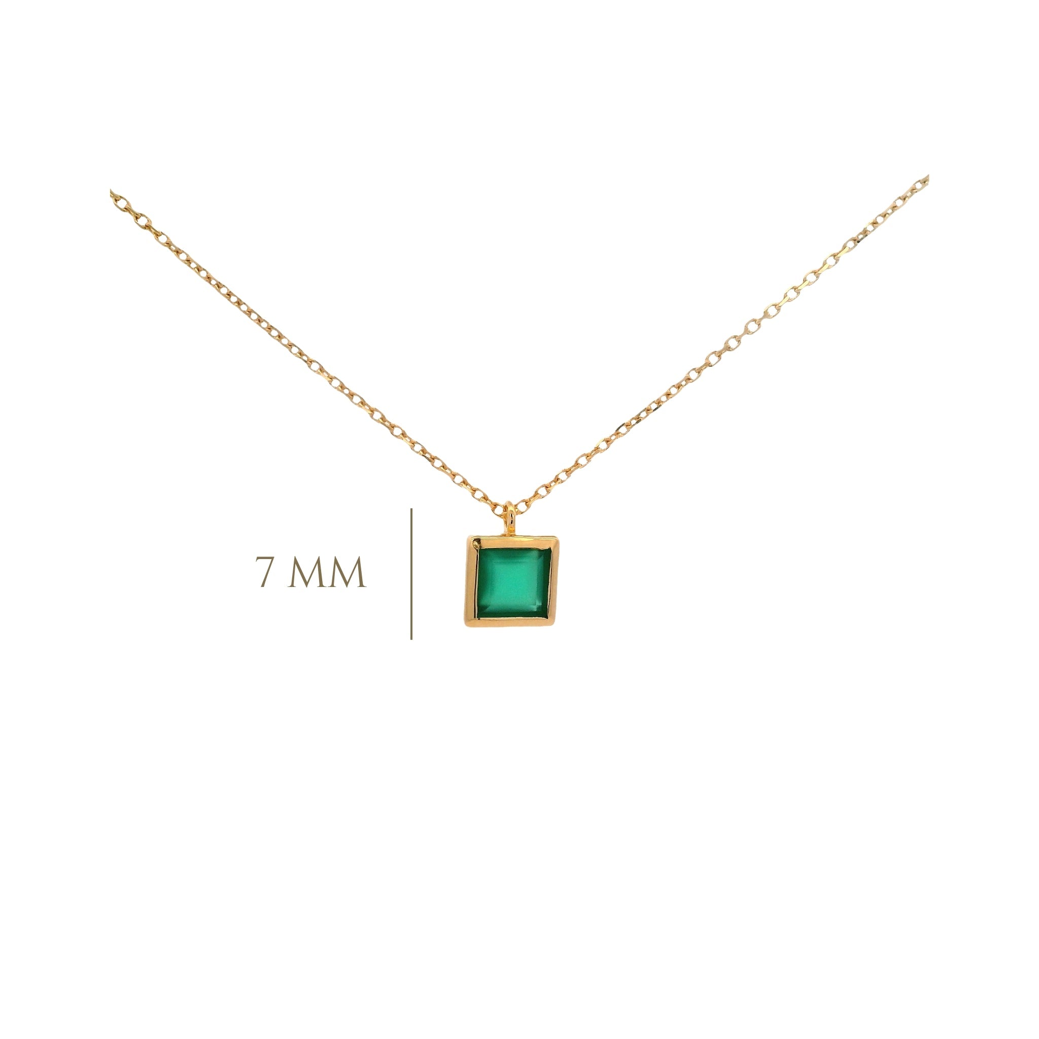 925YG SQUARE BEZEL ONYX GREEN NECKLACE - C'SANTOS